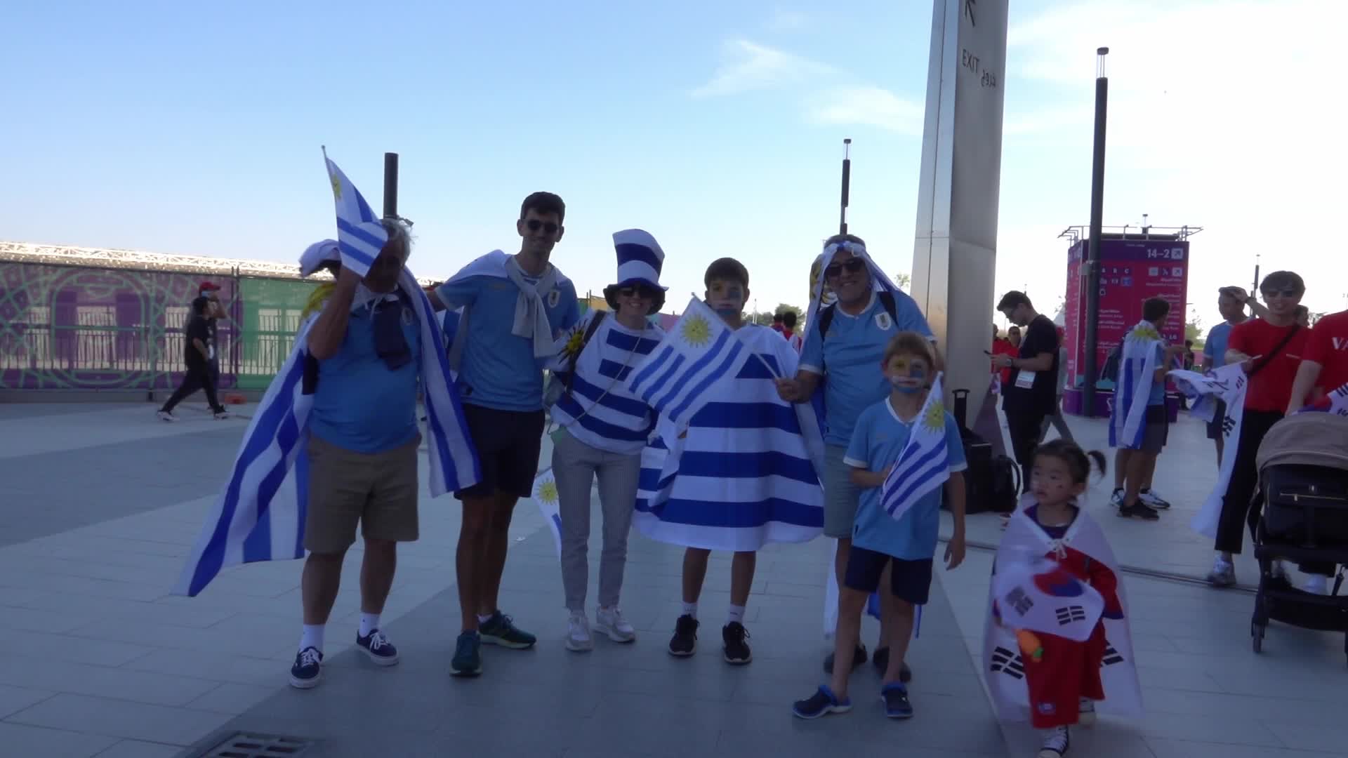 Fans arrive at Education City Stadium for the World Cup Match between Uruguay v Korea Republic