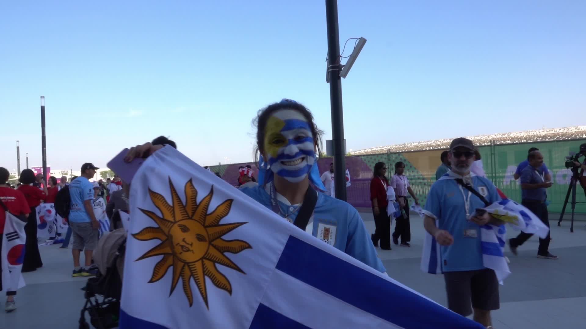 Fans arrive at Education City Stadium for the World Cup Match between Uruguay v Korea Republic