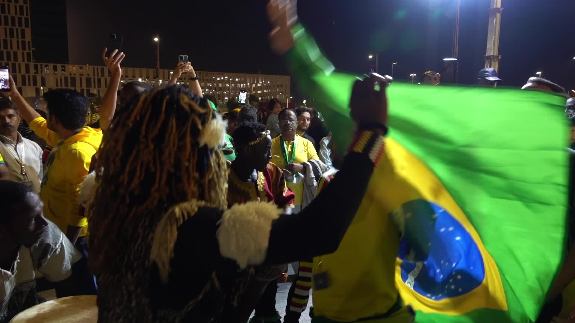 Fans arrive at Lusail Stadium For The FIFA World Cup Match Between Brazil v Serbia