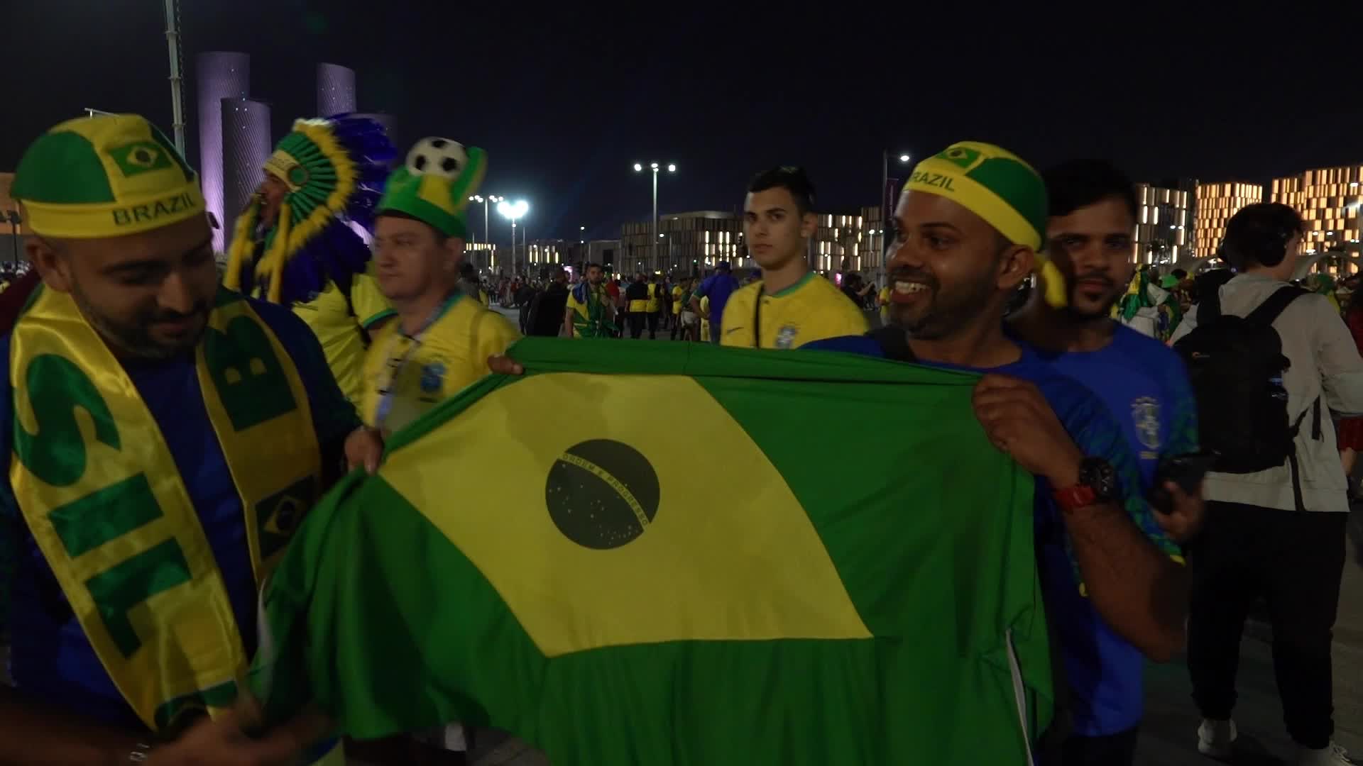 Fans arrive at Lusail Stadium For The FIFA World Cup Match Between Brazil v Serbia