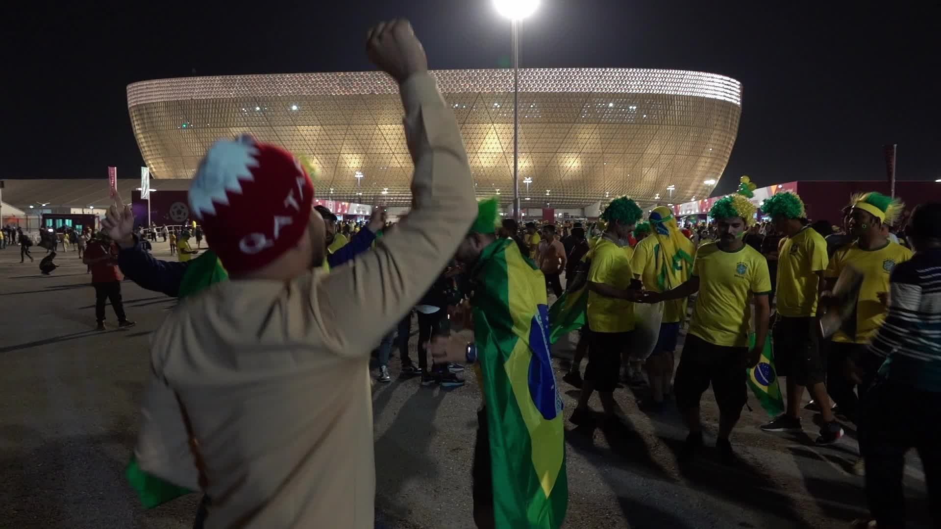 Fans arrive at Lusail Stadium For The FIFA World Cup Match Between Brazil v Serbia