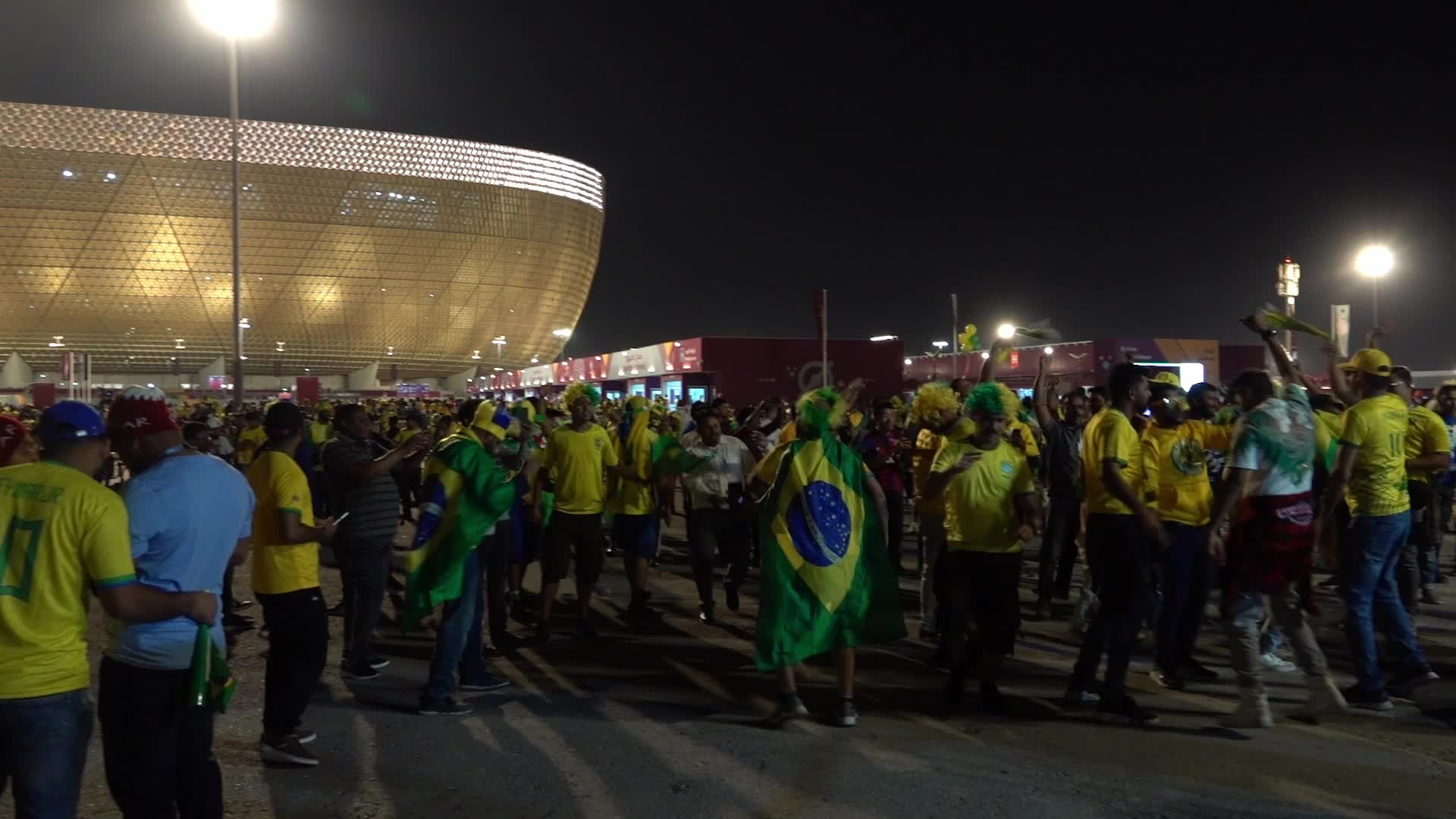 Fans arrive at Lusail Stadium For The FIFA World Cup Match Between Brazil v Serbia