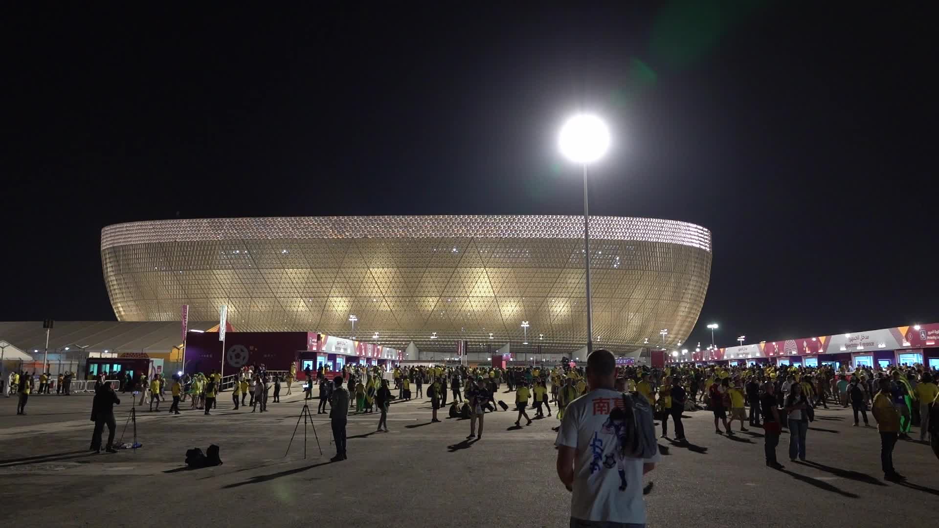 Fans arrive at Lusail Stadium For The FIFA World Cup Match Between Brazil v Serbia