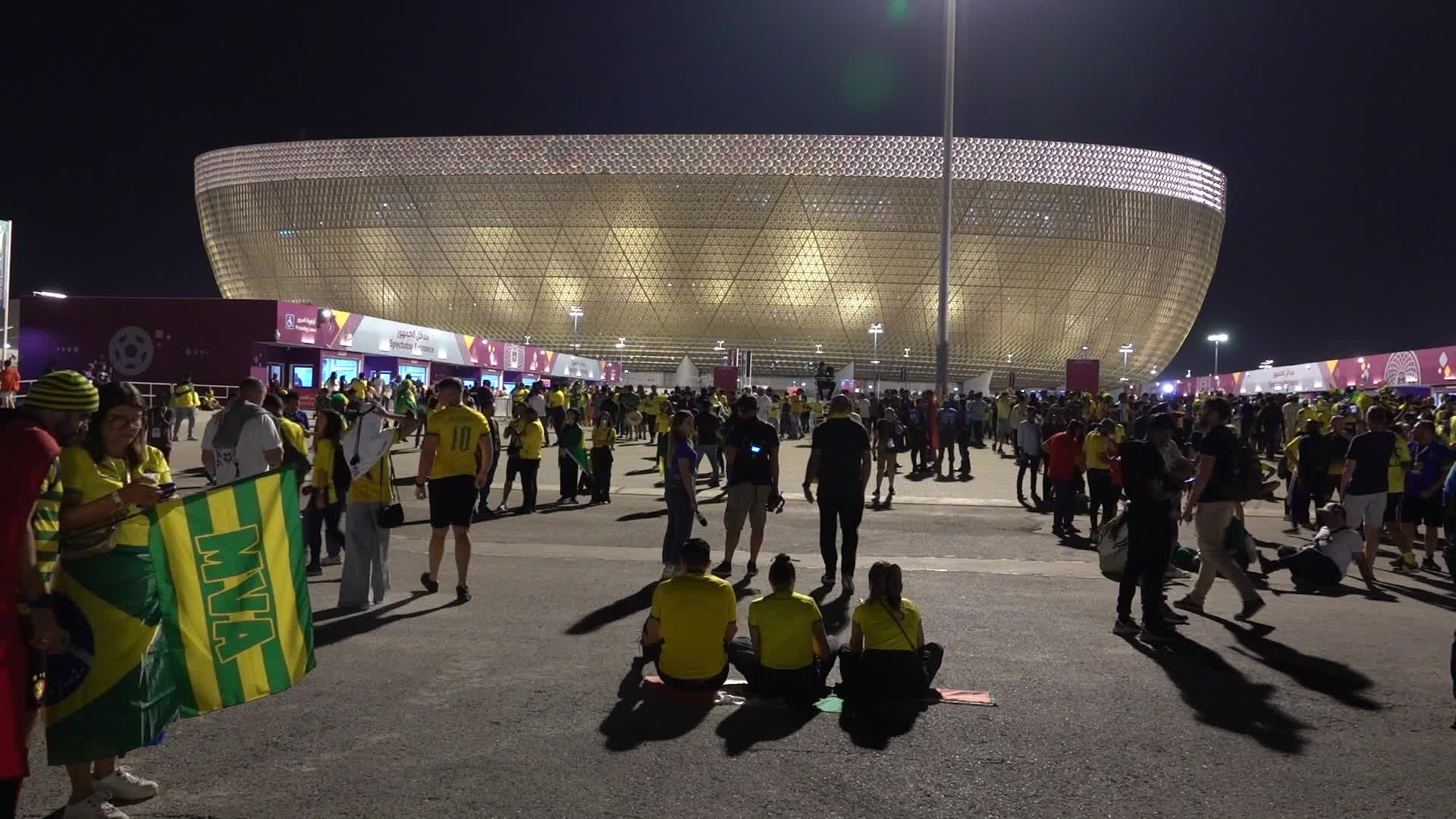 Fans arrive at Lusail Stadium For The FIFA World Cup Match Between Brazil v Serbia