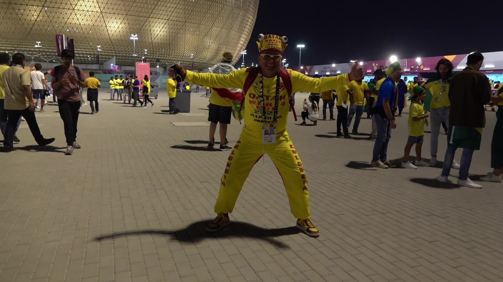 Fans arrive at Lusail Stadium For The FIFA World Cup Match Between Brazil v Serbia
