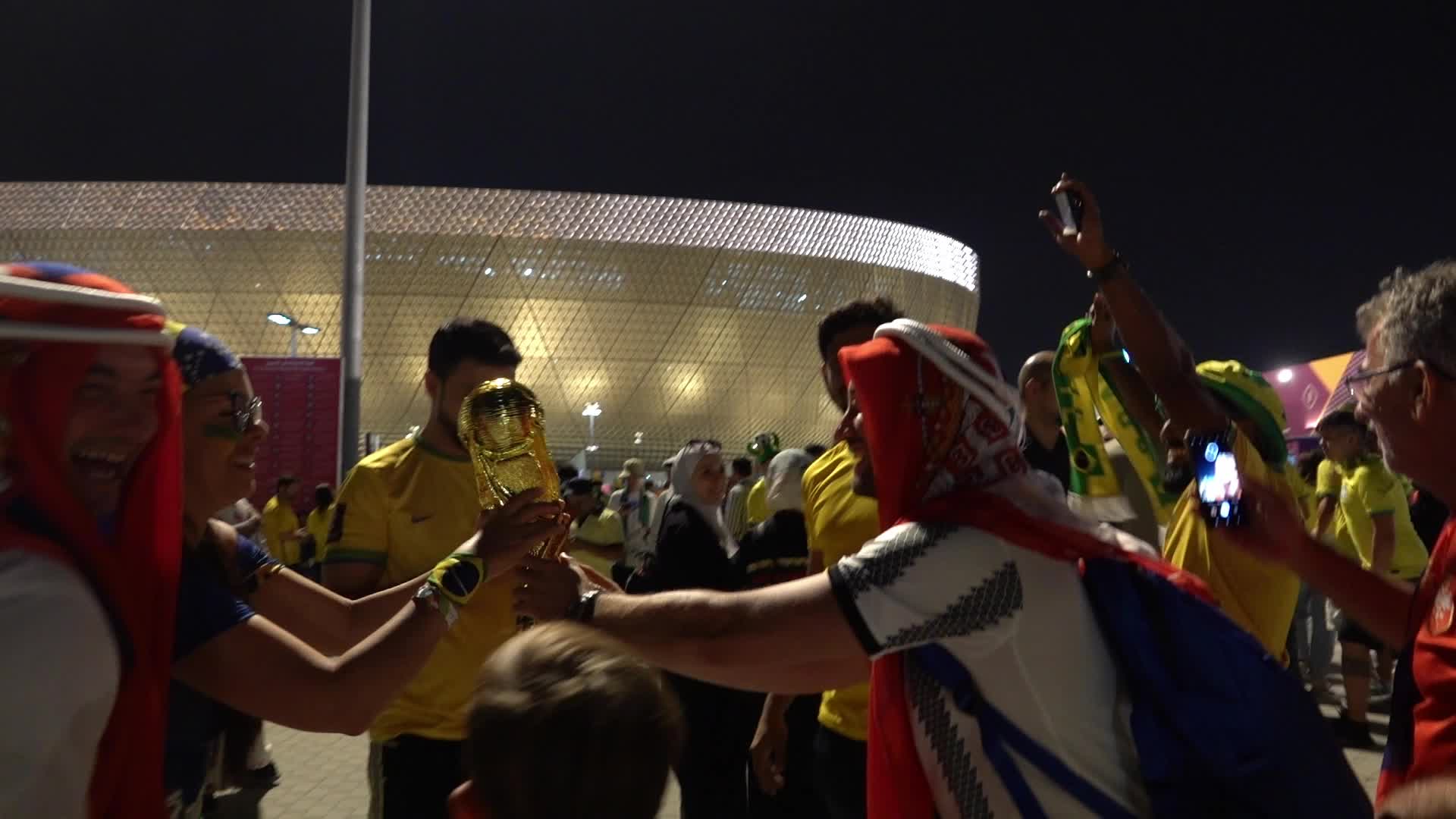 Fans arrive at Lusail Stadium For The FIFA World Cup Match Between Brazil v Serbia