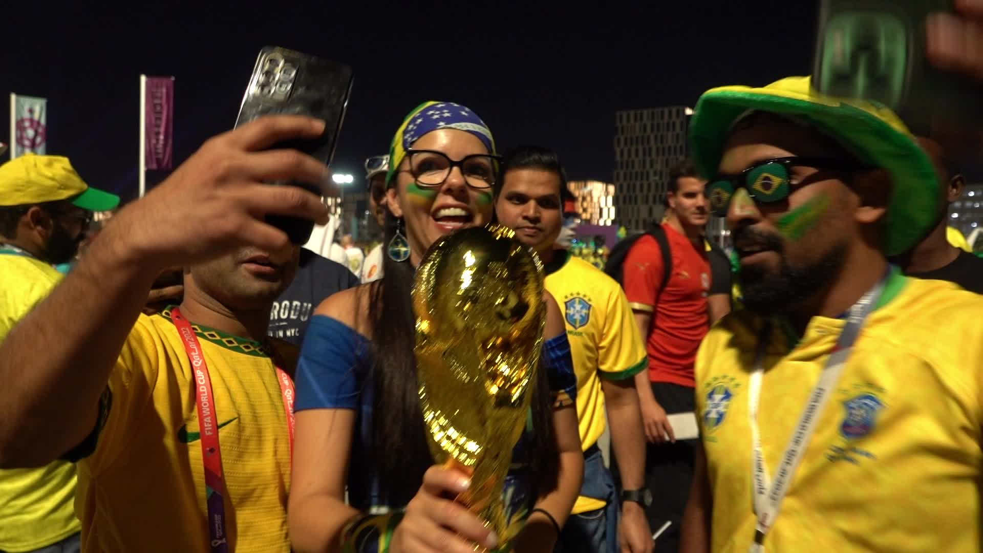 Fans arrive at Lusail Stadium For The FIFA World Cup Match Between Brazil v Serbia