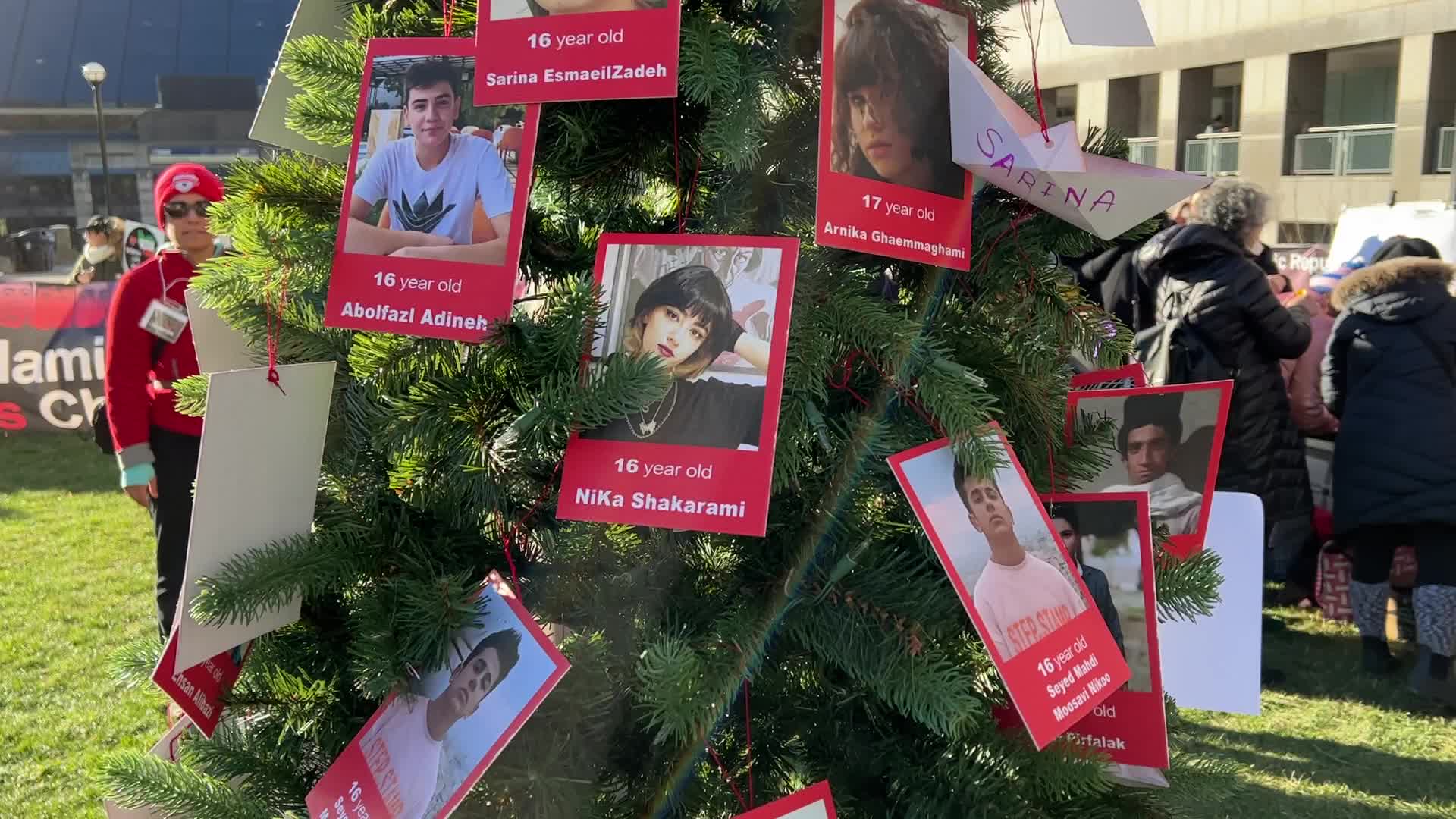 Rally urging UNICEF to take action against children being killed in Iran