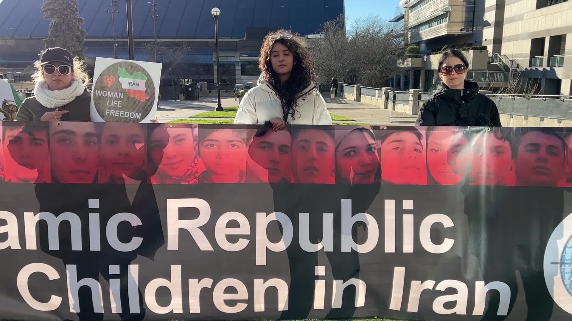 Rally urging UNICEF to take action against children being killed in Iran