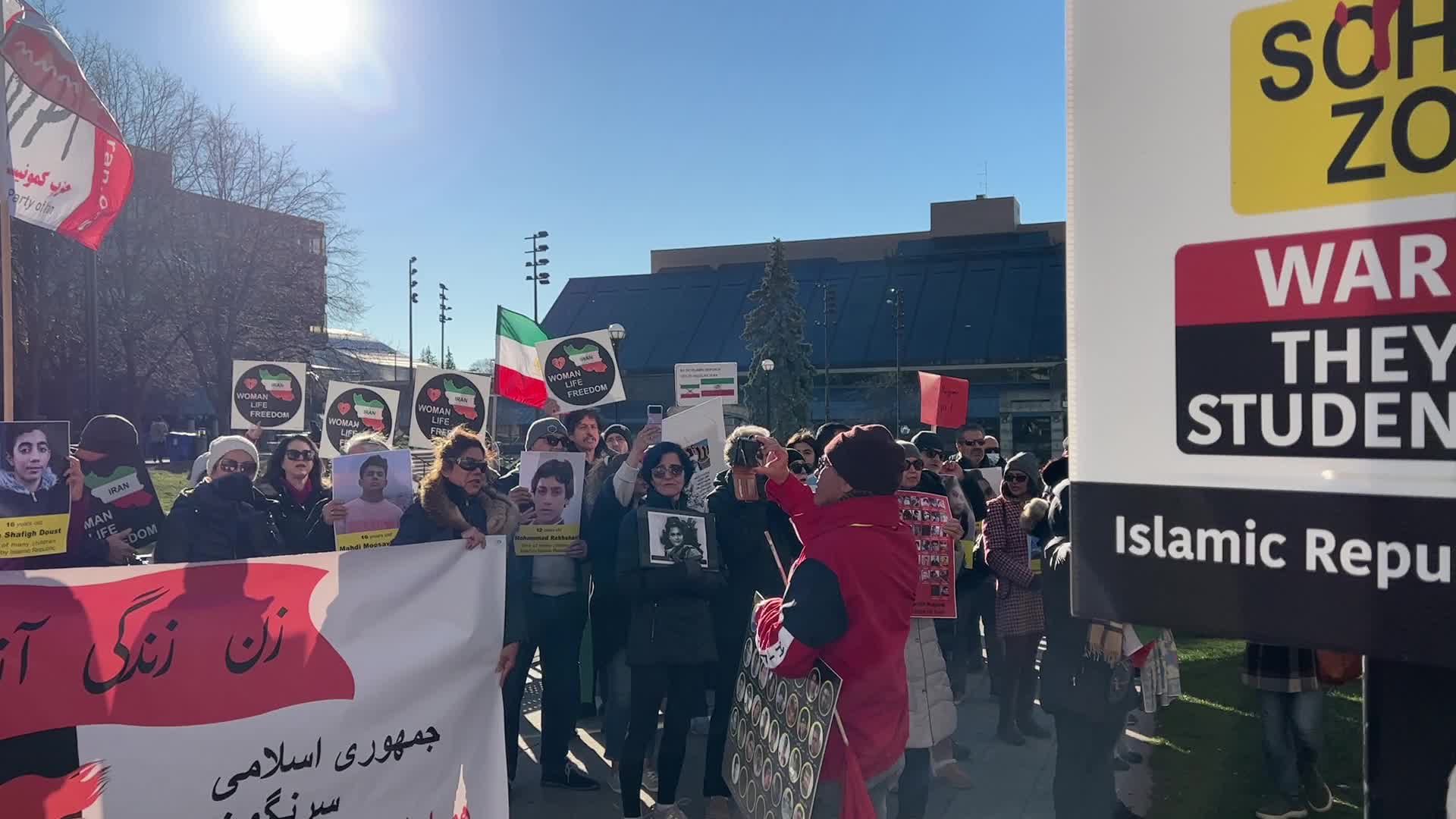 Rally urging UNICEF to take action against children being killed in Iran