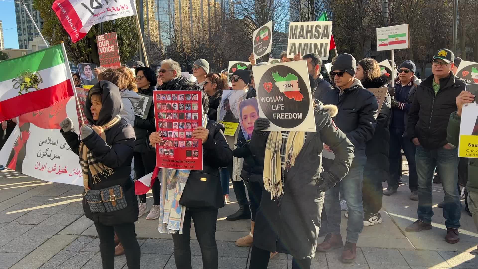 Rally urging UNICEF to take action against children being killed in Iran
