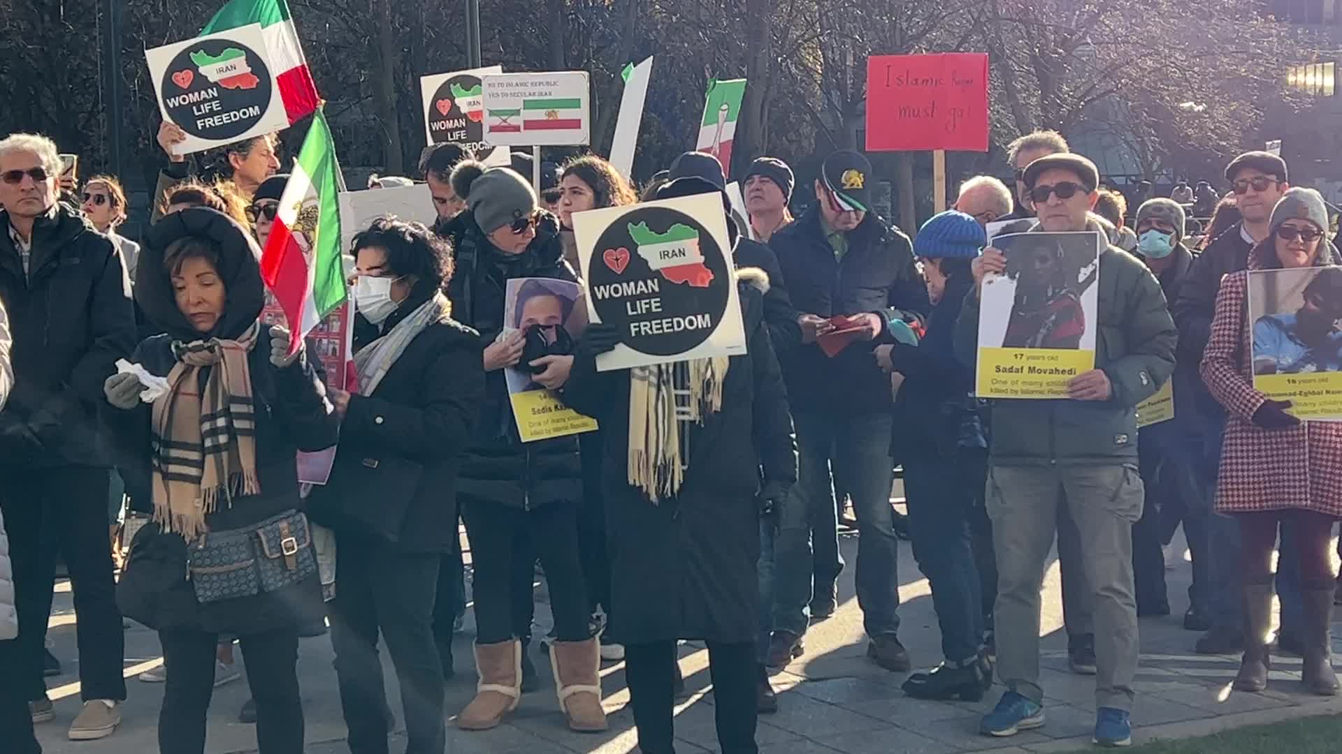 Rally urging UNICEF to take action against children being killed in Iran