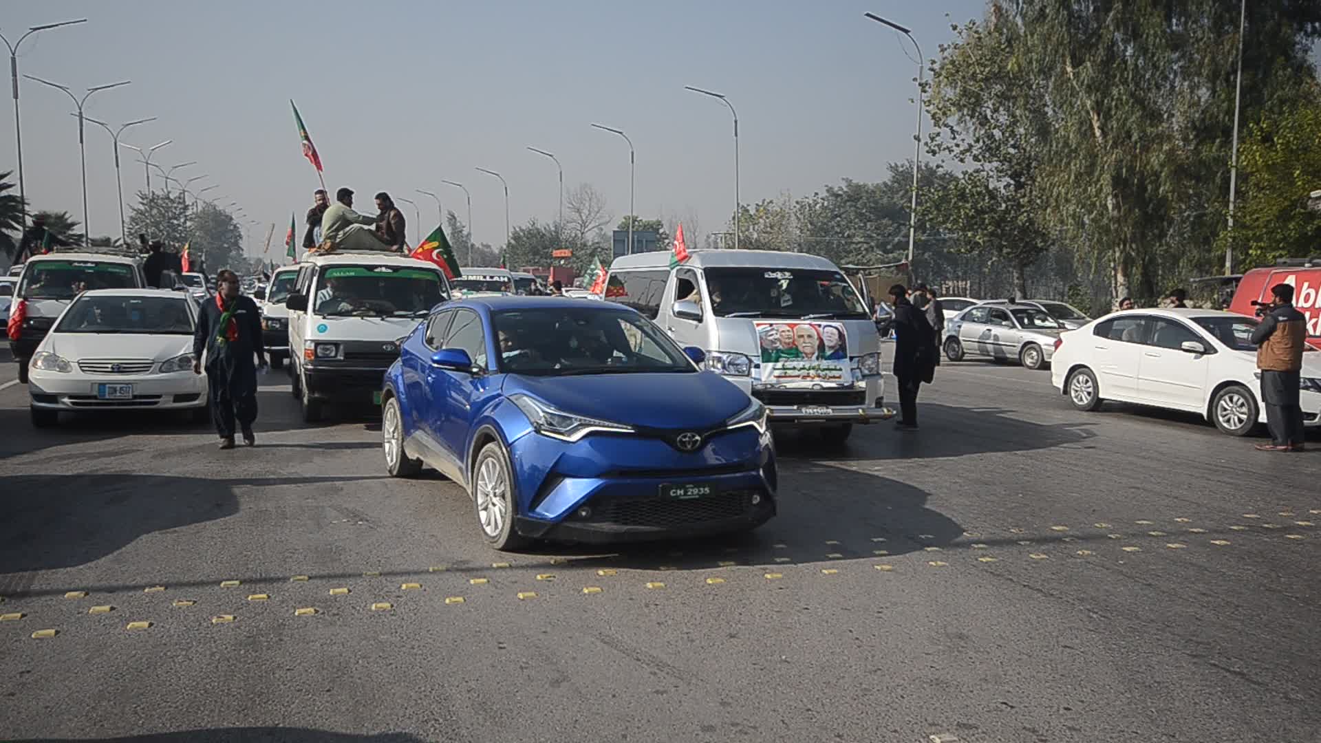 March of supporters of former Pakistani PM Imran Khan in Peshawar