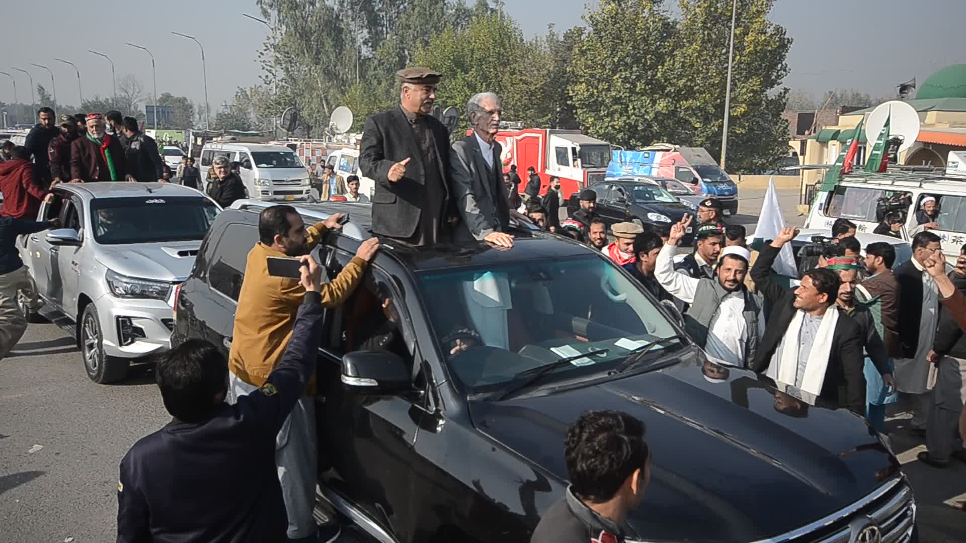March of supporters of former Pakistani PM Imran Khan in Peshawar