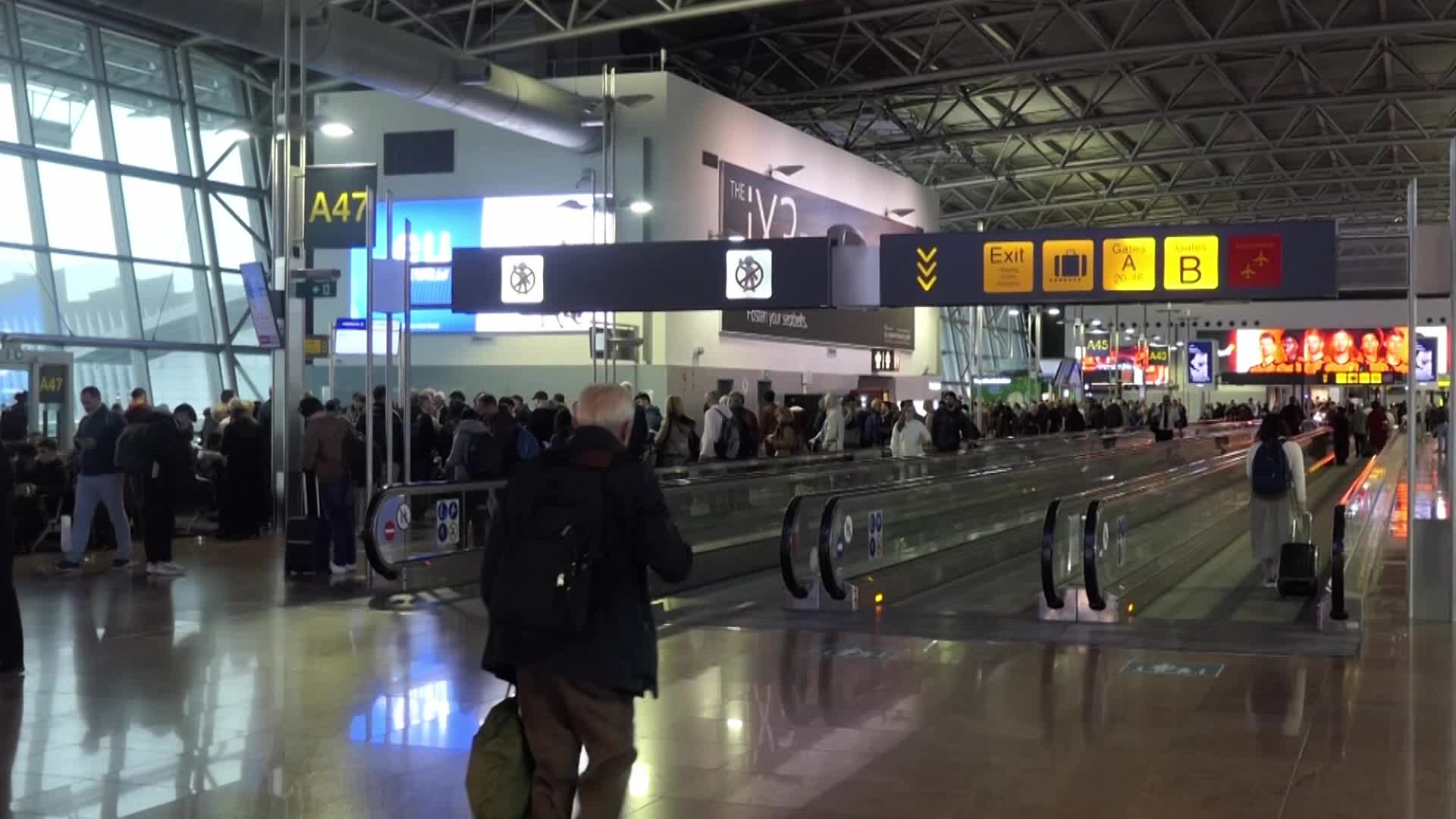 Passengers inside the terminal, gates and baggage area of Brussels Zaventem Airport