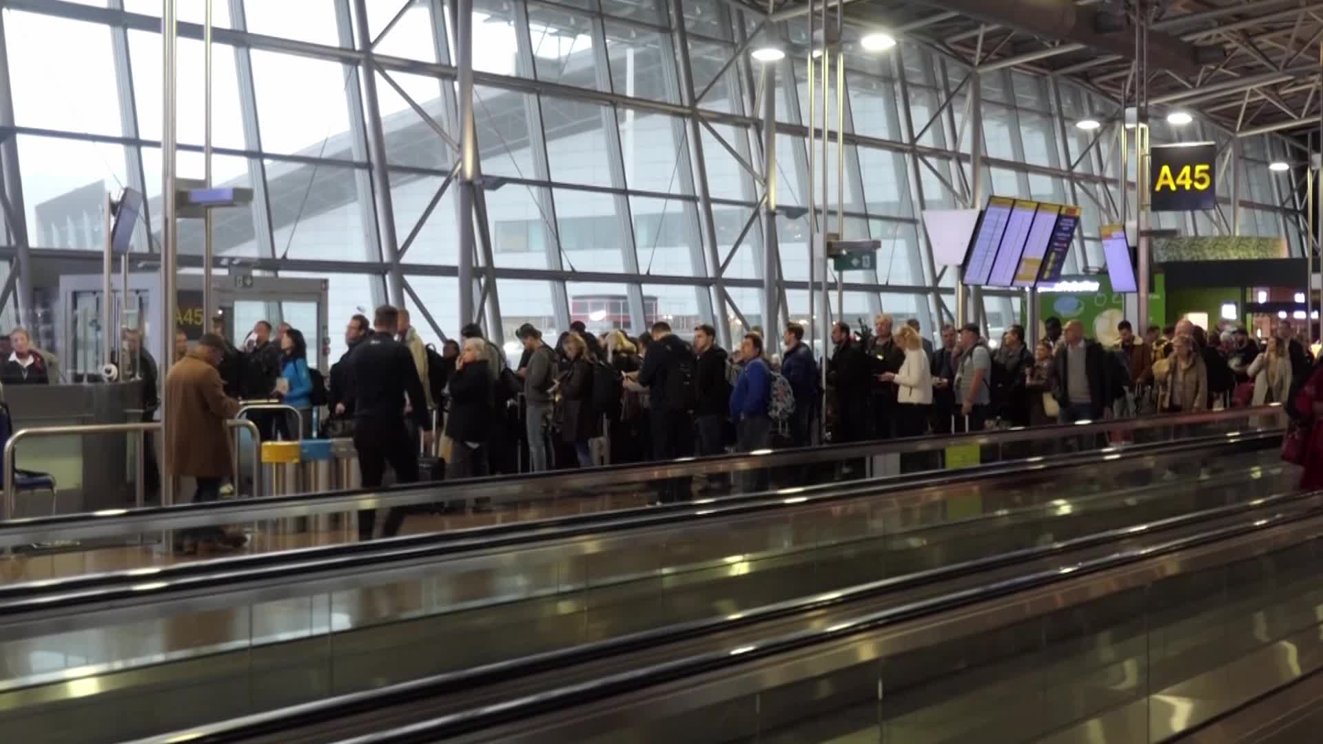 Passengers inside the terminal, gates and baggage area of Brussels Zaventem Airport