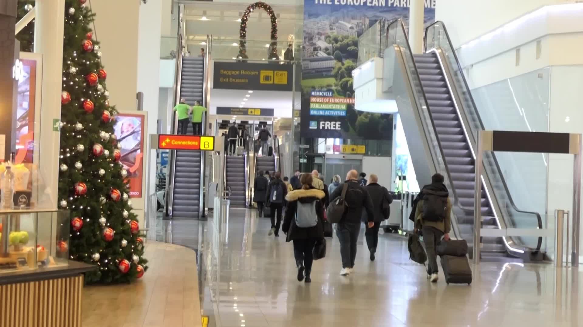 Passengers inside the terminal, gates and baggage area of Brussels Zaventem Airport