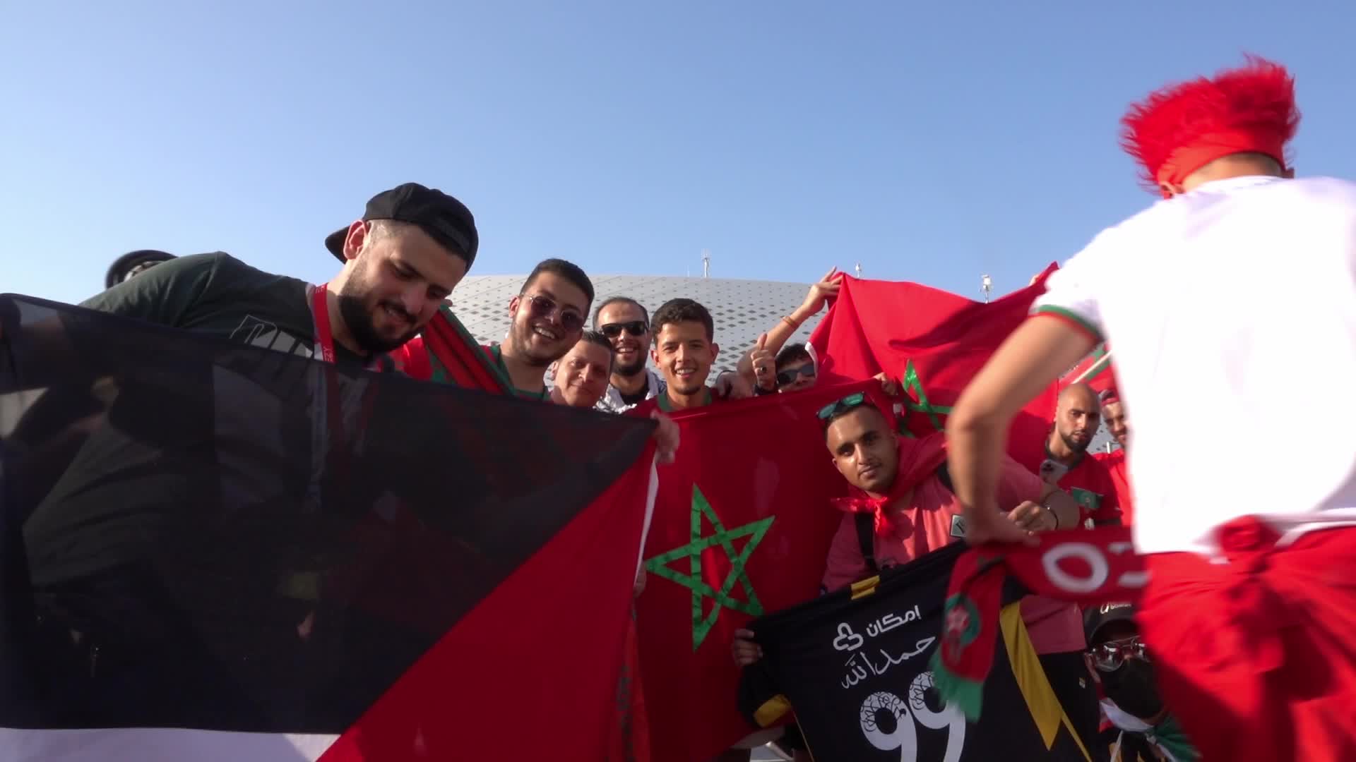 Fans arrive at Al-Thumama Stadium For The FIFA World Cup Match Between Belgium and Morocco