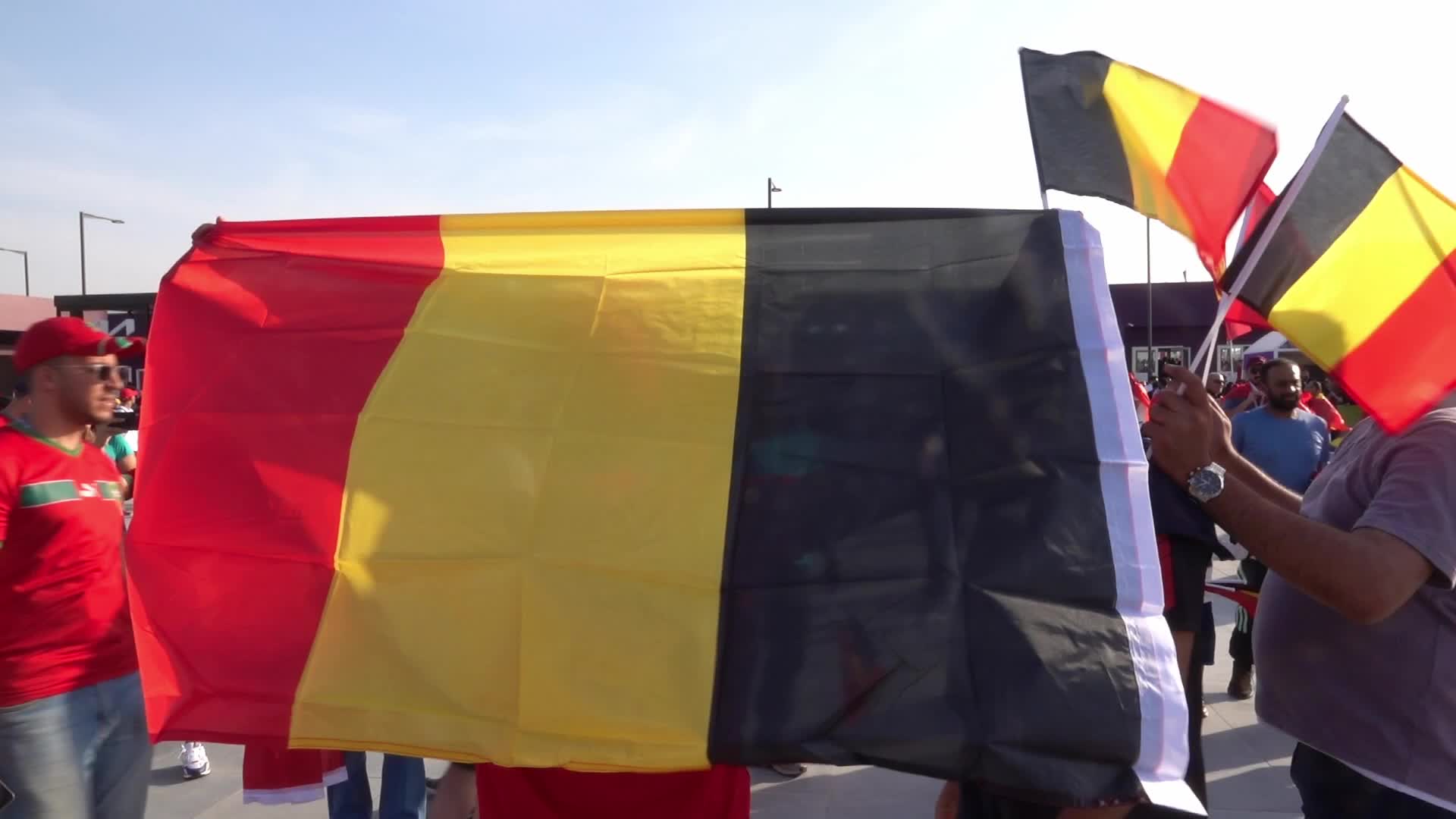 Fans arrive at Al-Thumama Stadium For The FIFA World Cup Match Between Belgium and Morocco