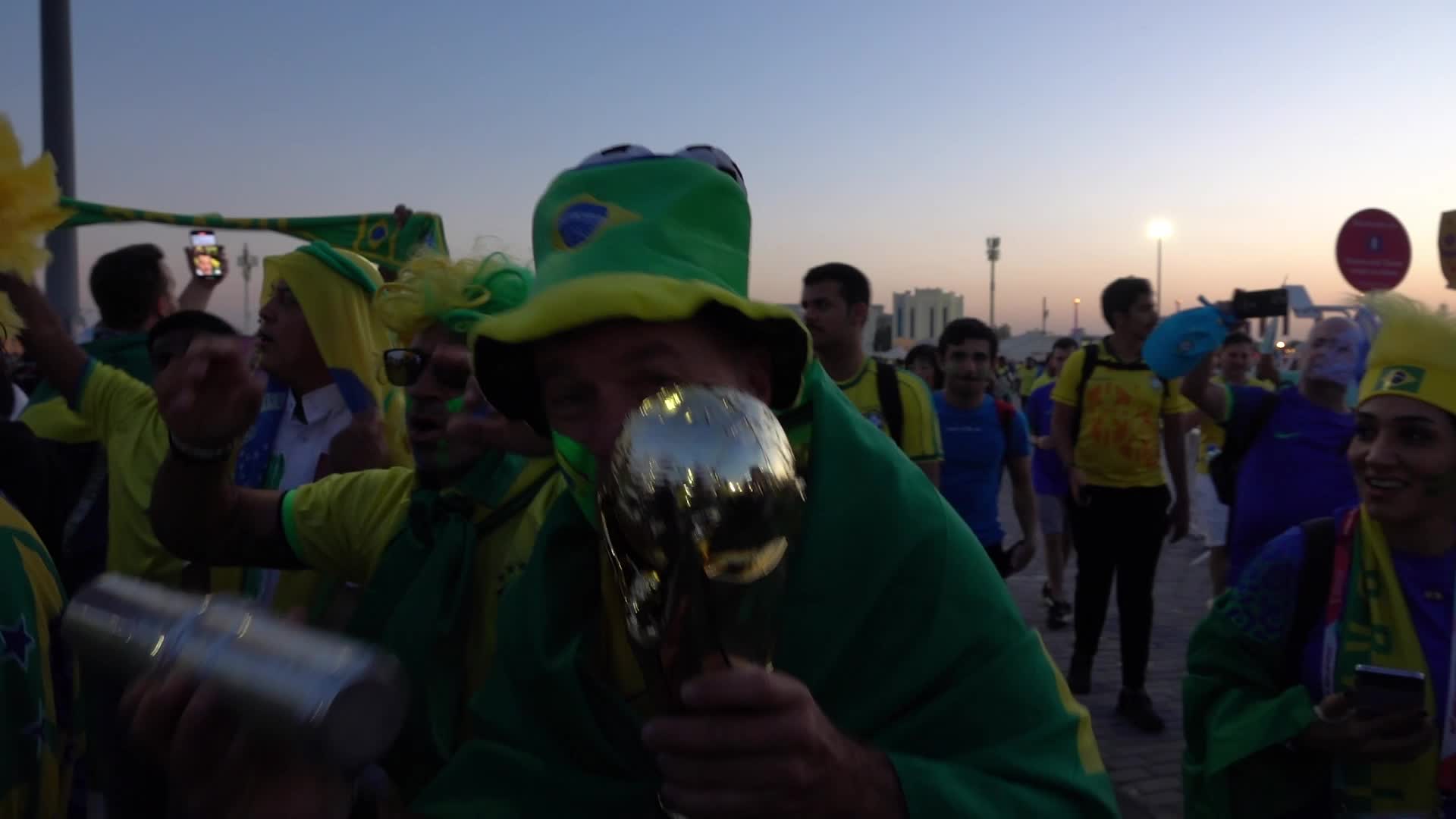 Fans arrive at 974 Stadium for FIFA World Cup Match Between Brazil v Switzerland
