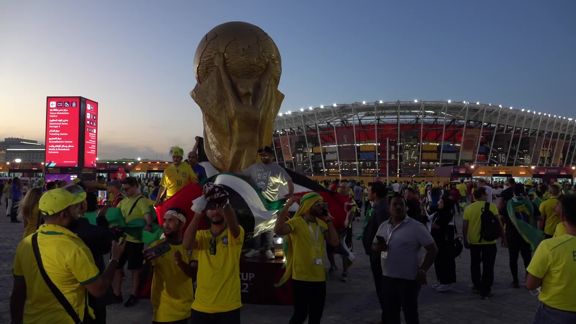 Fans arrive at 974 Stadium for FIFA World Cup Match Between Brazil v Switzerland