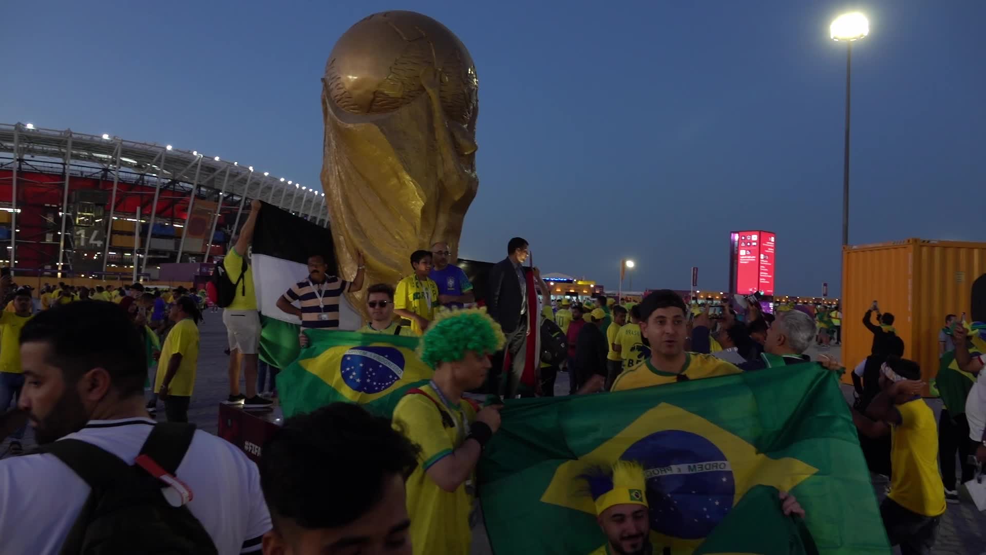 Fans arrive at 974 Stadium for FIFA World Cup Match Between Brazil v Switzerland