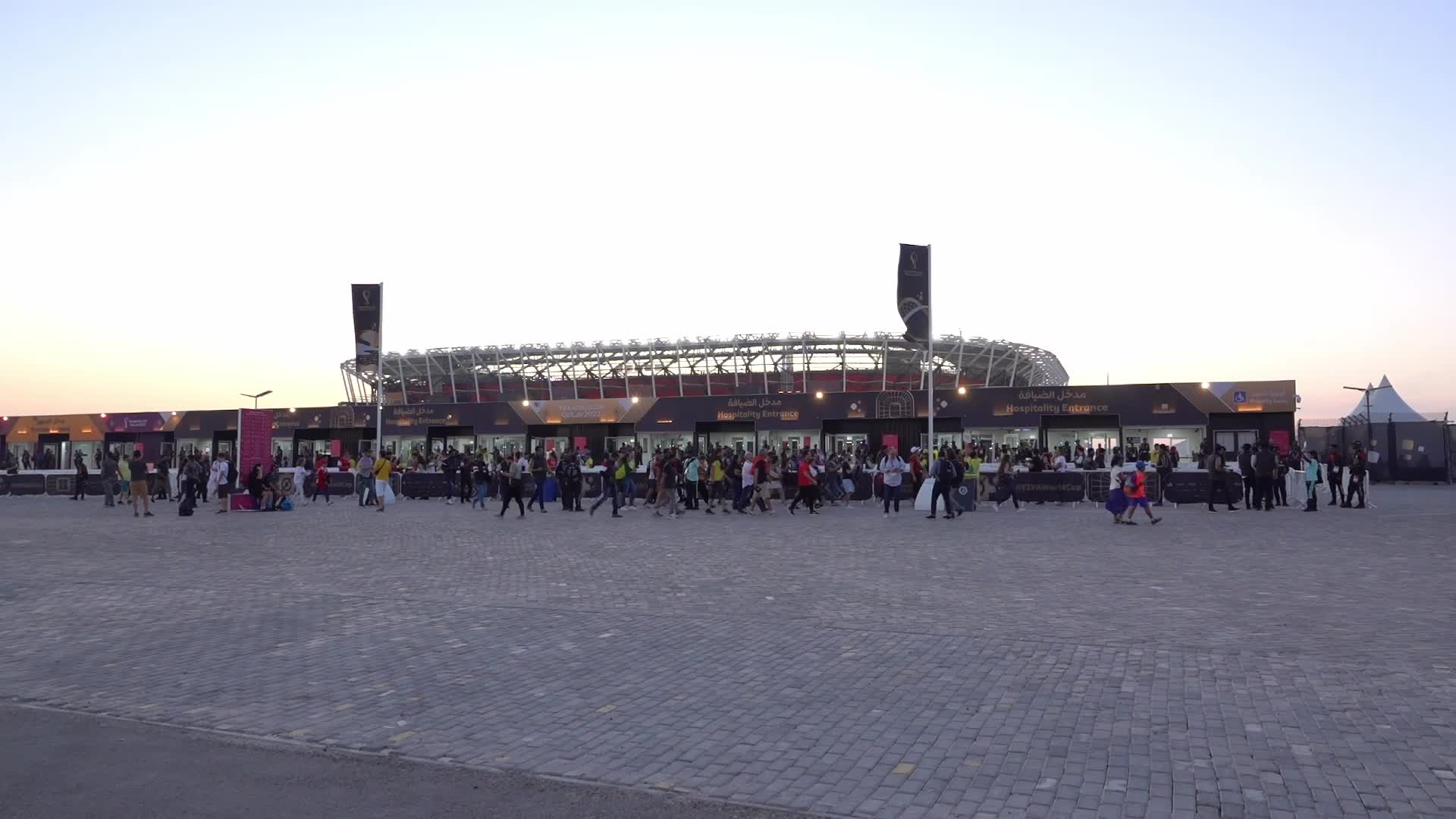 Fans arrive at 974 Stadium for FIFA World Cup Match Between Brazil v Switzerland