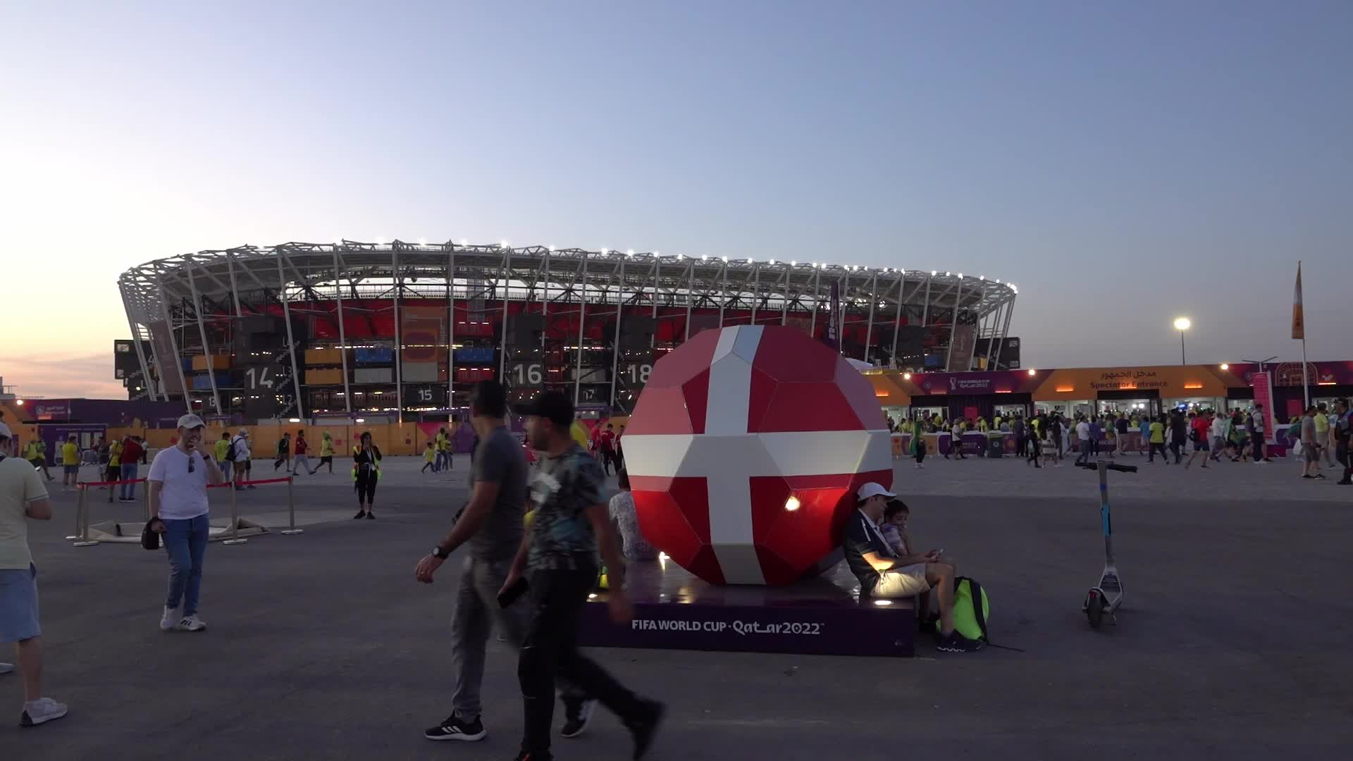Fans arrive at 974 Stadium for FIFA World Cup Match Between Brazil v Switzerland