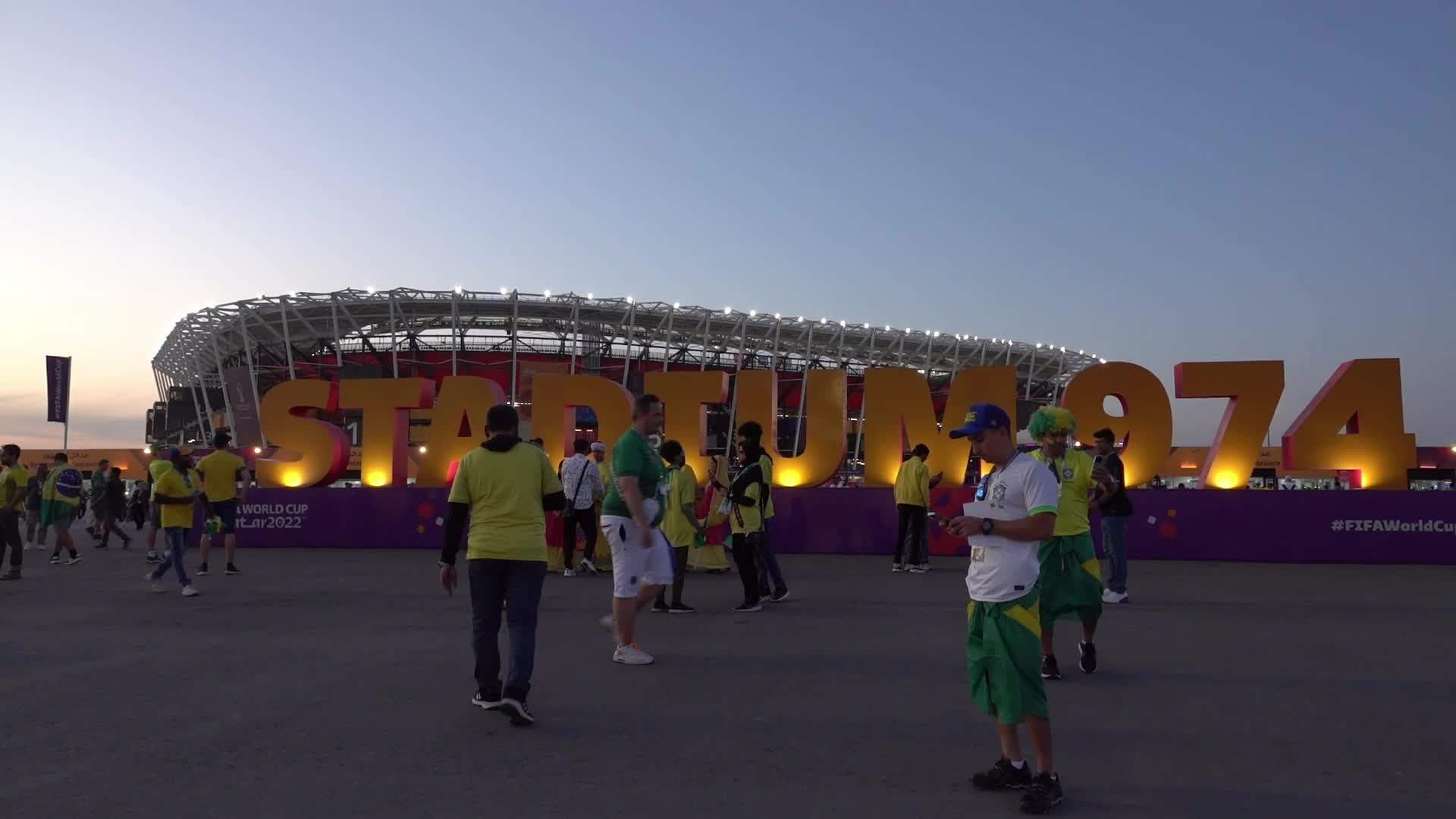 Fans arrive at 974 Stadium for FIFA World Cup Match Between Brazil v Switzerland