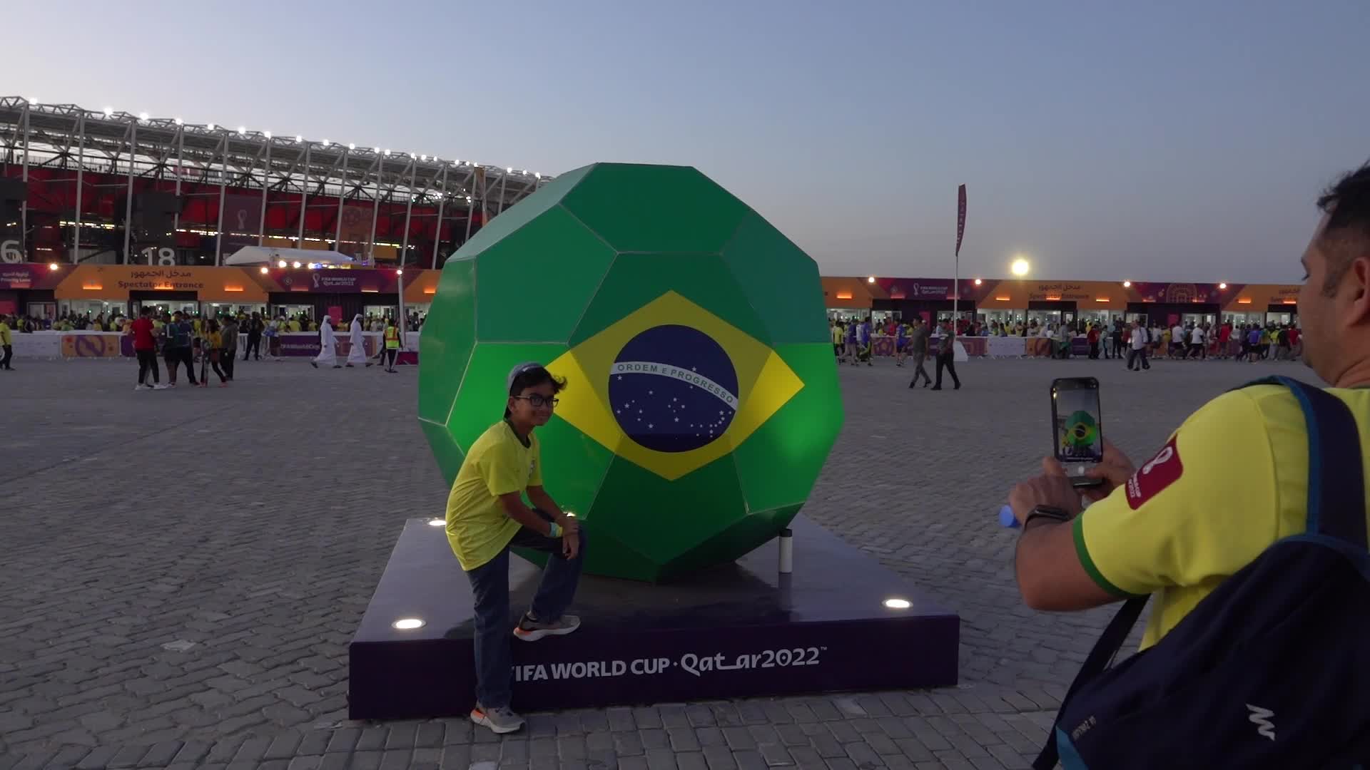 Fans arrive at 974 Stadium for FIFA World Cup Match Between Brazil v Switzerland