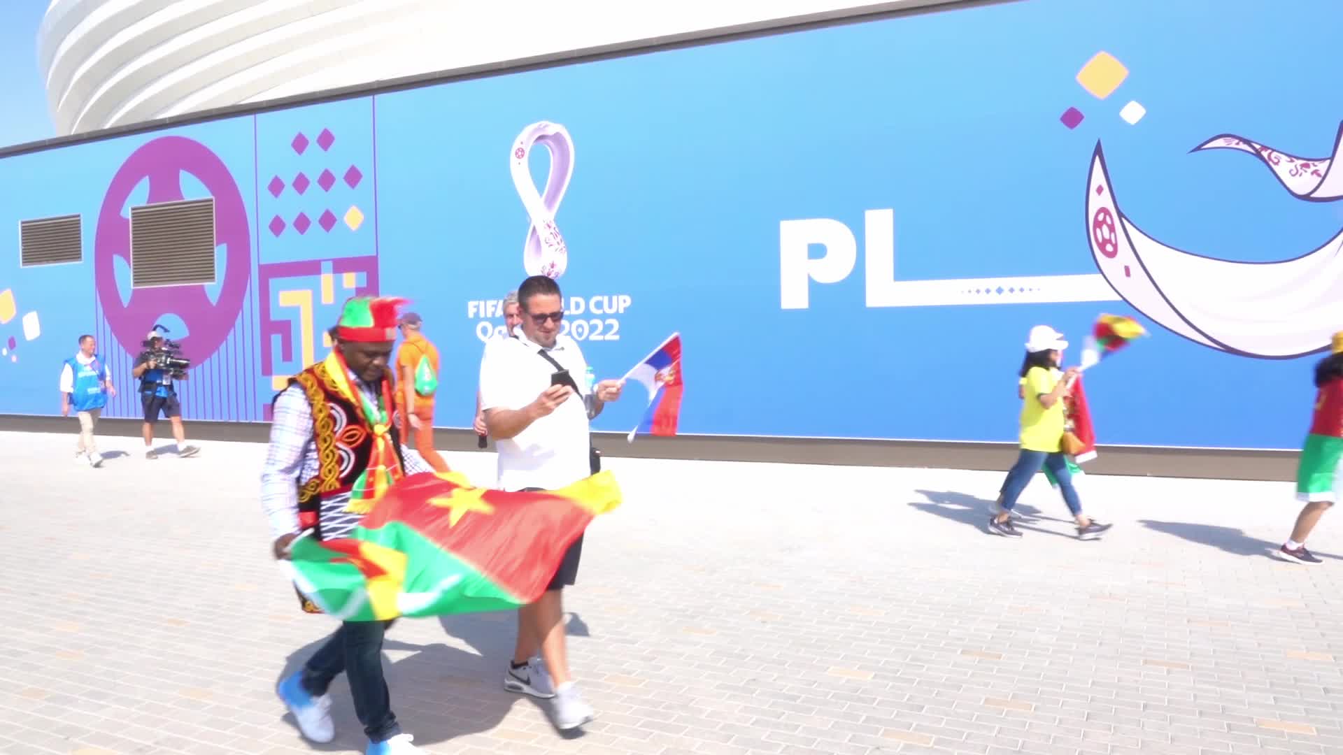 Fans arrive at Janoub Stadium for FIFA World Cup Match Between Cameroon v Serbia