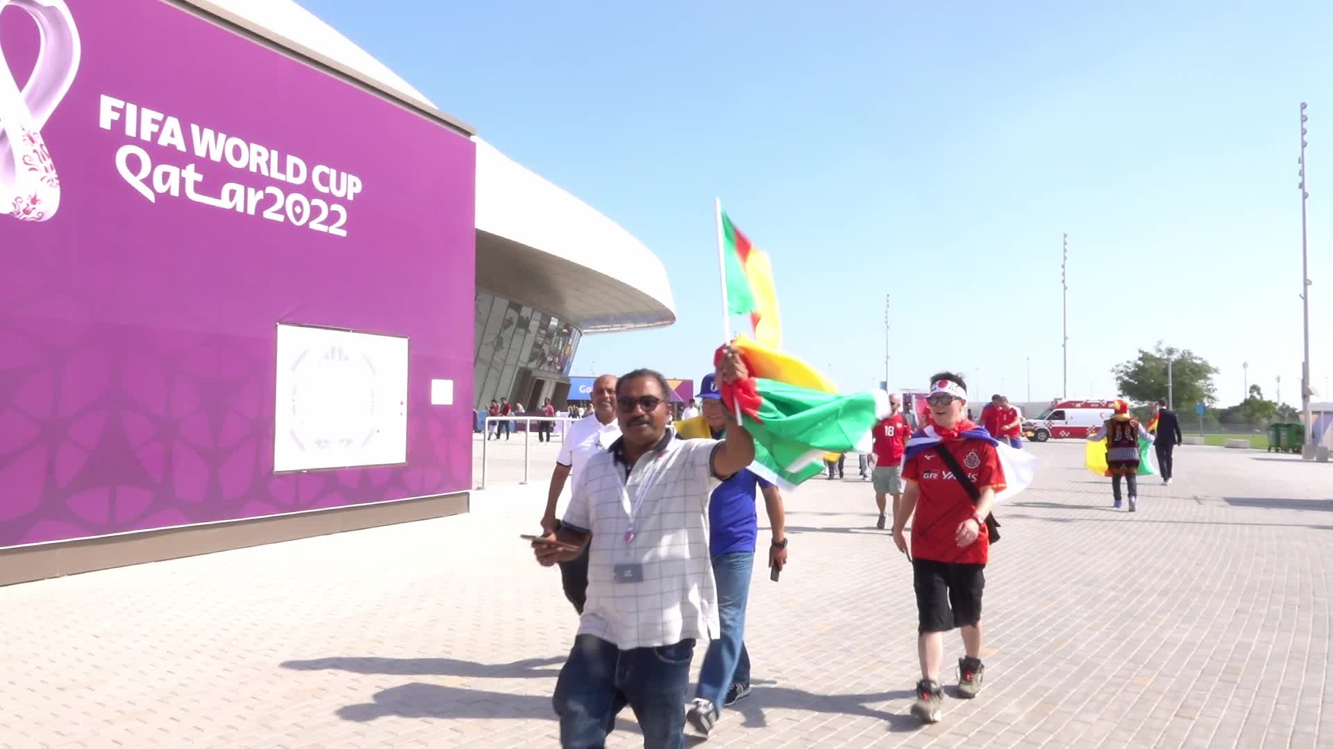 Fans arrive at Janoub Stadium for FIFA World Cup Match Between Cameroon v Serbia