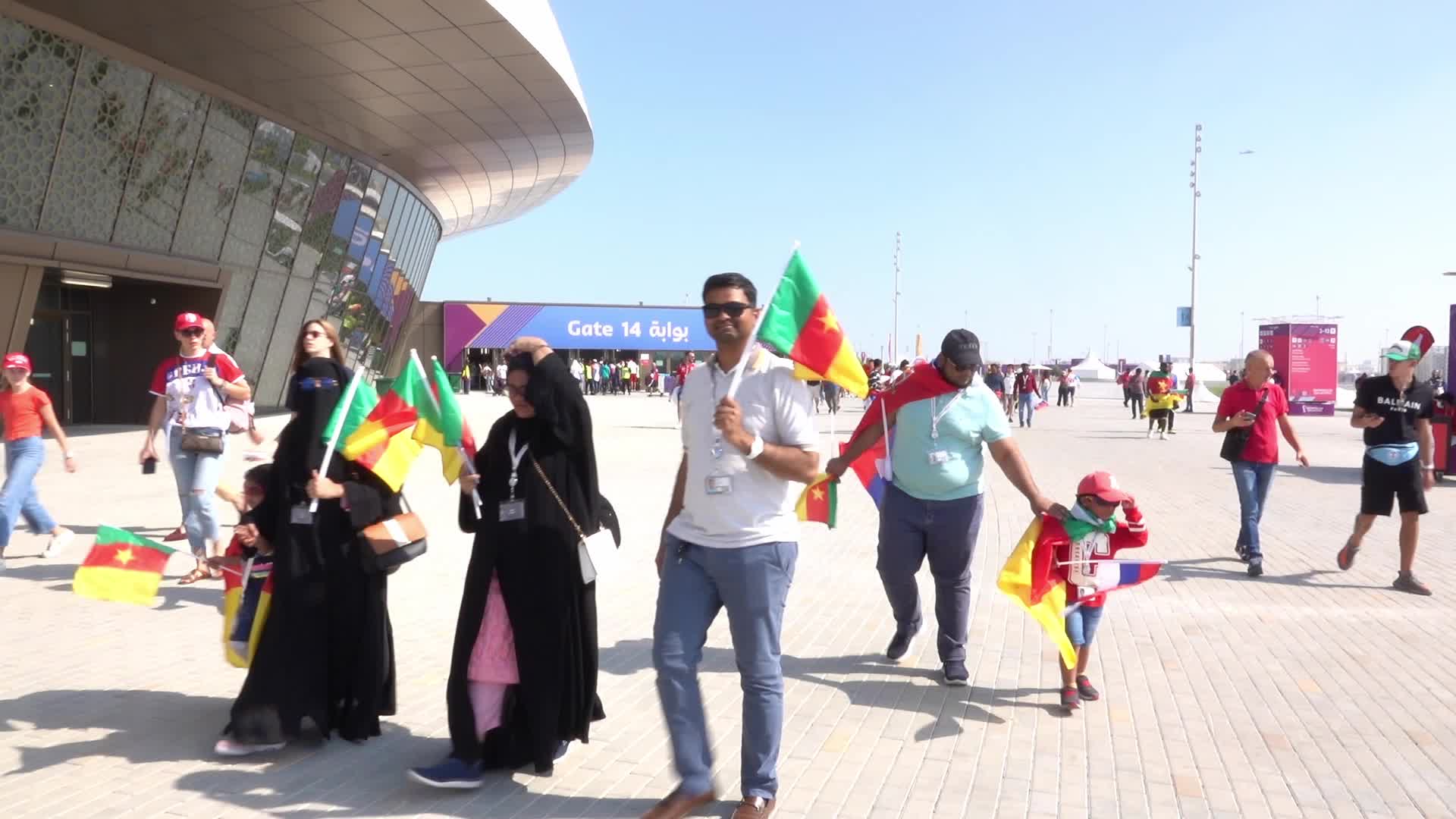 Fans arrive at Janoub Stadium for FIFA World Cup Match Between Cameroon v Serbia