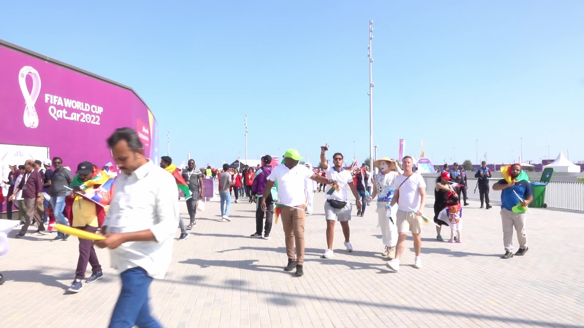 Fans arrive at Janoub Stadium for FIFA World Cup Match Between Cameroon v Serbia