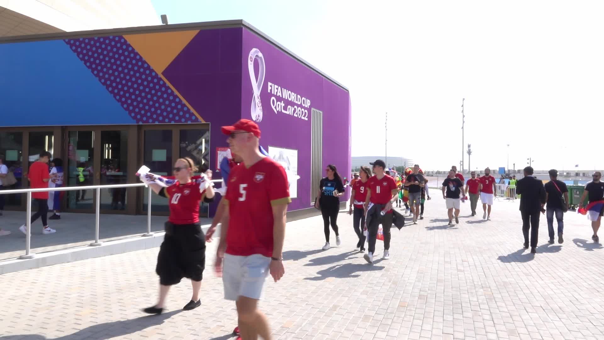 Fans arrive at Janoub Stadium for FIFA World Cup Match Between Cameroon v Serbia