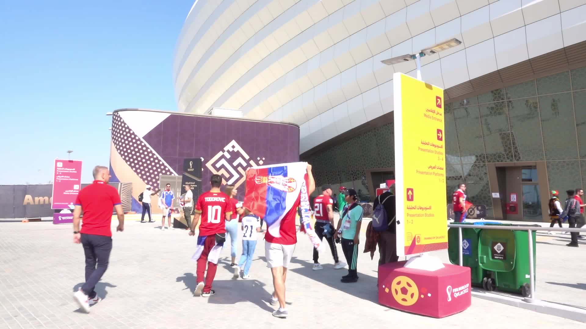 Fans arrive at Janoub Stadium for FIFA World Cup Match Between Cameroon v Serbia