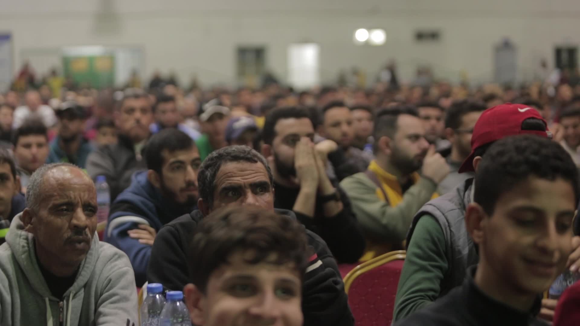 Fans Watch The FIFA World Cup Match Between Saudi Arabia v Poland in Gaza