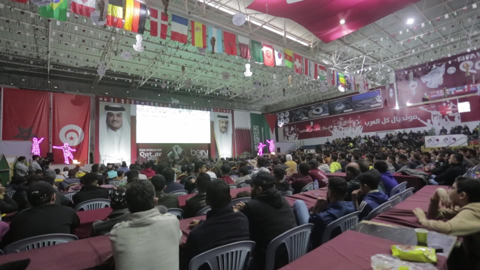 Fans Watch The FIFA World Cup Match Between Saudi Arabia v Poland in Gaza