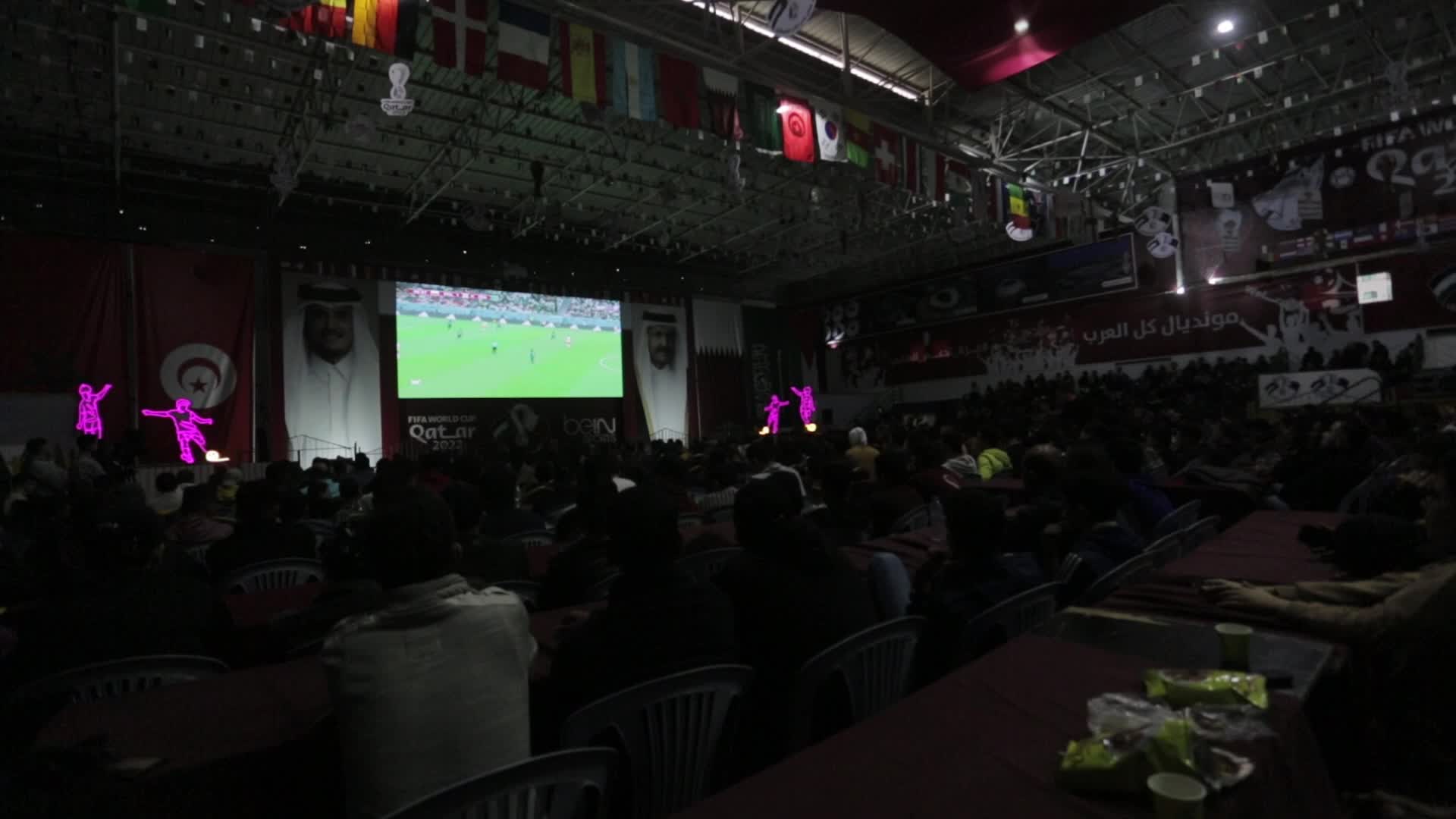 Fans Watch The FIFA World Cup Match Between Saudi Arabia v Poland in Gaza
