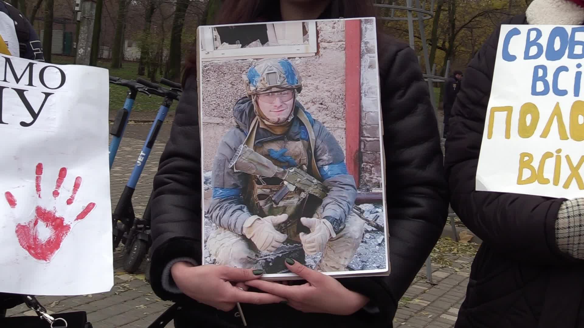 A rally of relatives of Ukrainian prisoners of war in Odesa, amid Russia's invasion of Ukraine