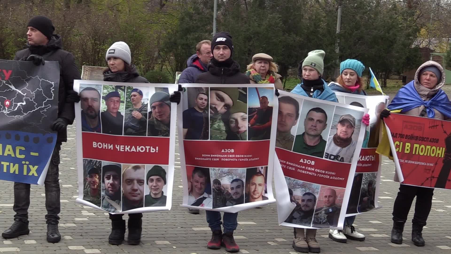 A rally of relatives of Ukrainian prisoners of war in Odesa, amid Russia's invasion of Ukraine