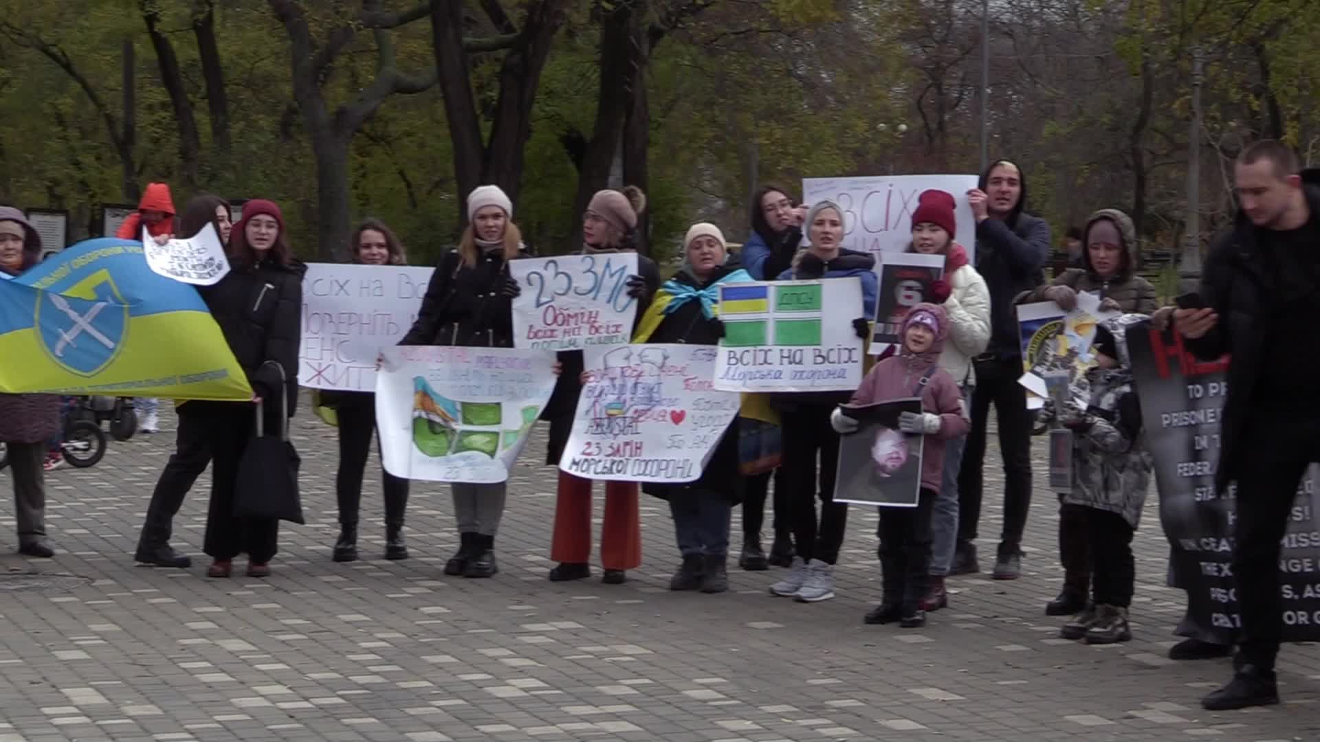 A rally of relatives of Ukrainian prisoners of war in Odesa, amid Russia's invasion of Ukraine