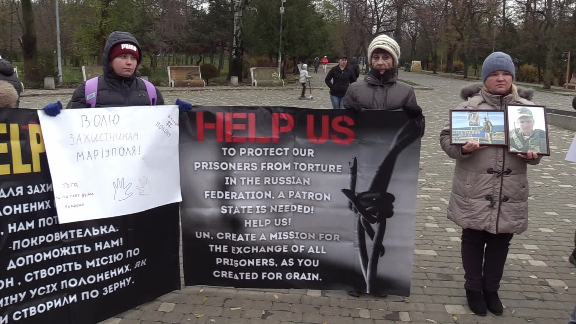 A rally of relatives of Ukrainian prisoners of war in Odesa, amid Russia's invasion of Ukraine