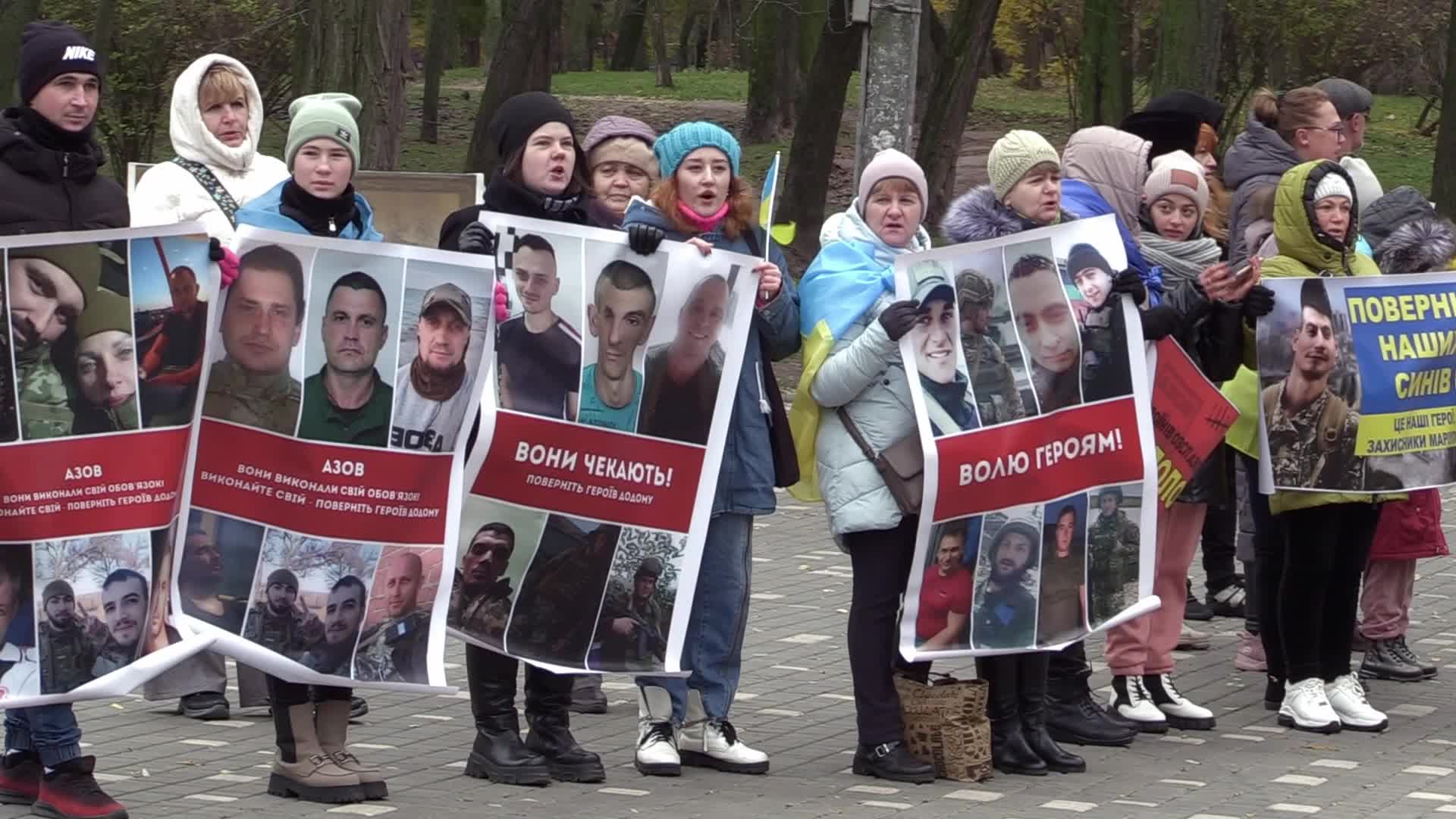 A rally of relatives of Ukrainian prisoners of war in Odesa, amid Russia's invasion of Ukraine