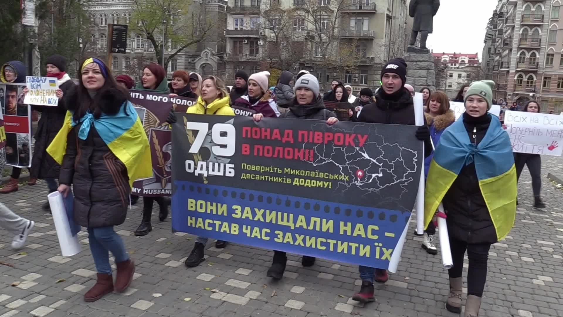 A rally of relatives of Ukrainian prisoners of war in Odesa, amid Russia's invasion of Ukraine