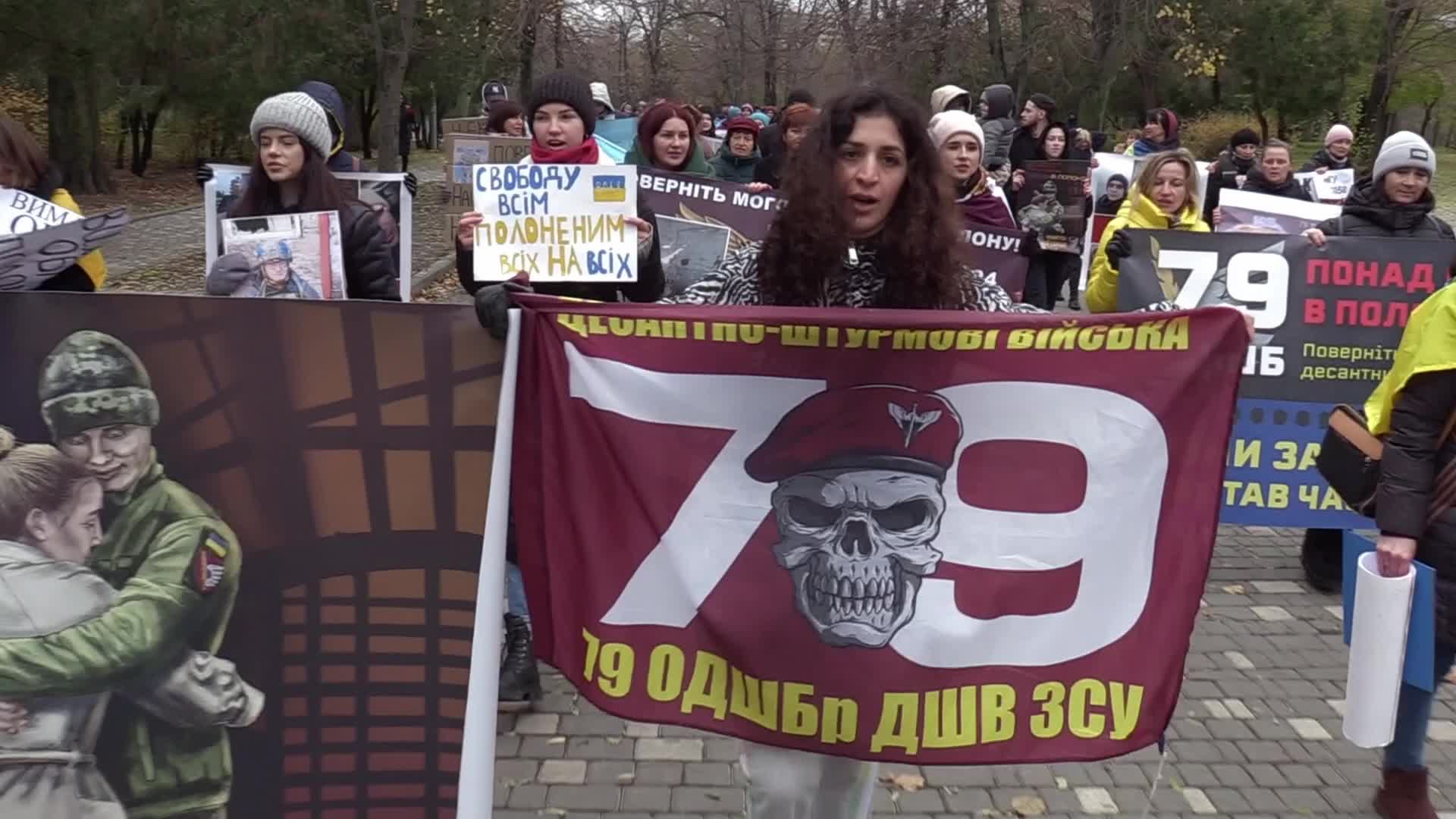 A rally of relatives of Ukrainian prisoners of war in Odesa, amid Russia's invasion of Ukraine