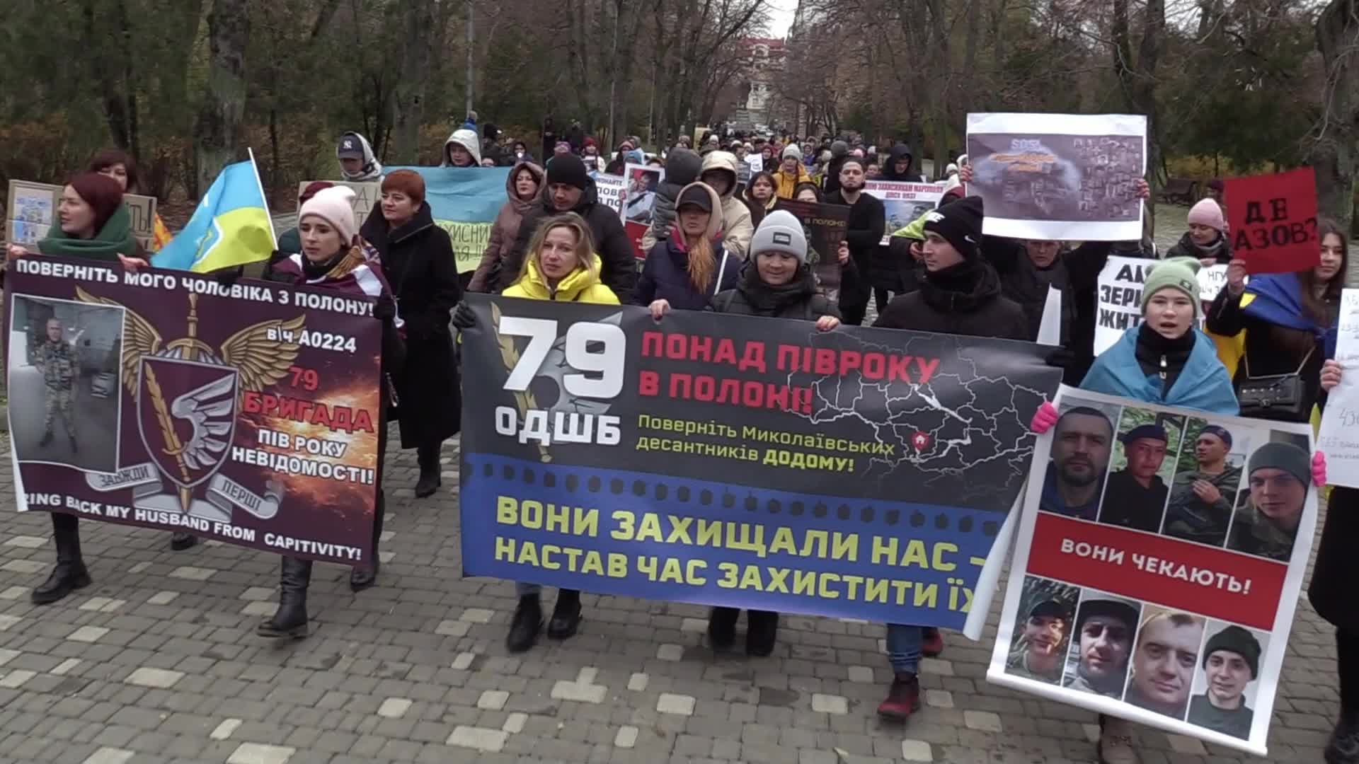 A rally of relatives of Ukrainian prisoners of war in Odesa, amid Russia's invasion of Ukraine
