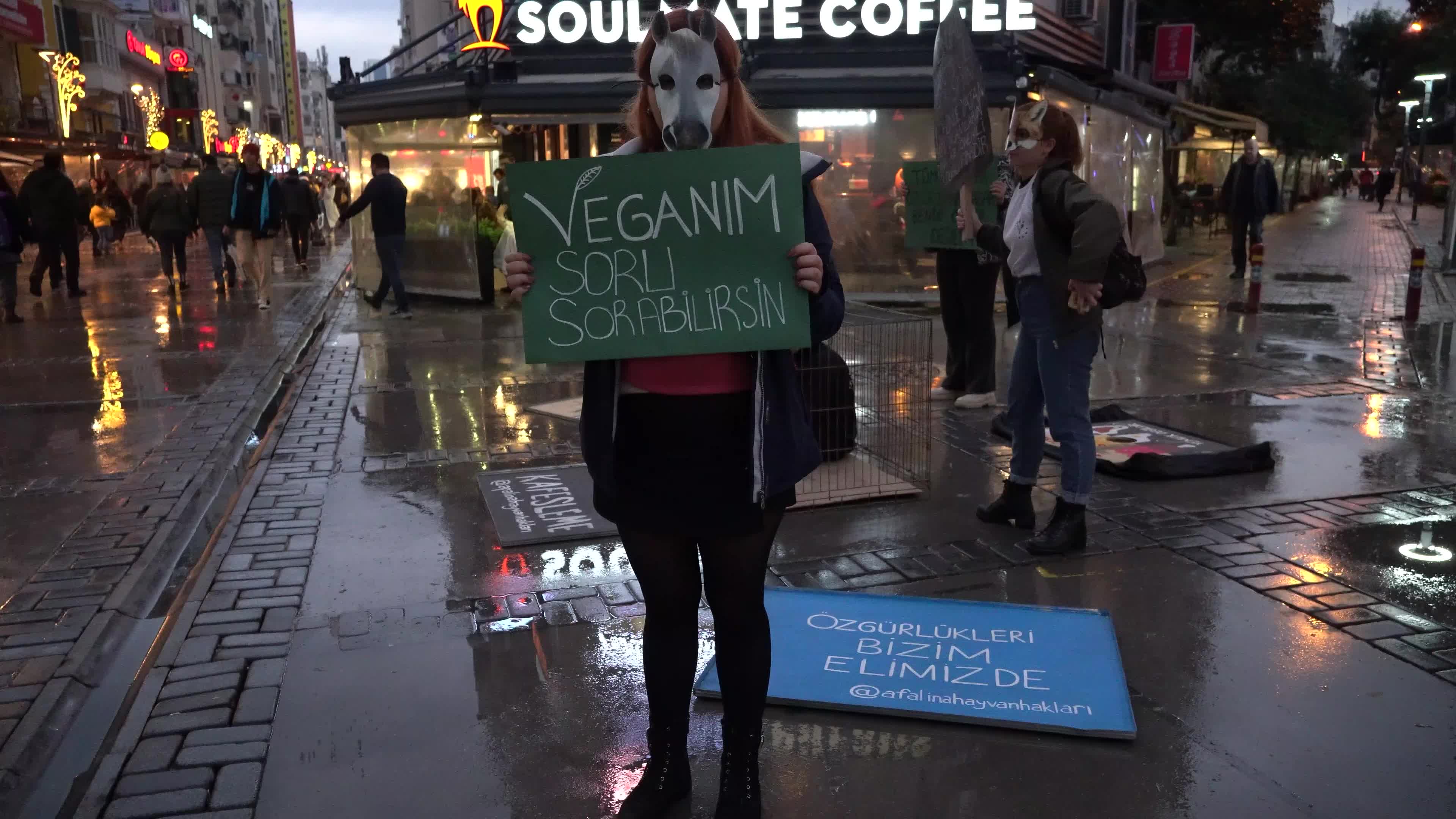 Vegan protest of animal slavery in Izmir, Turkey