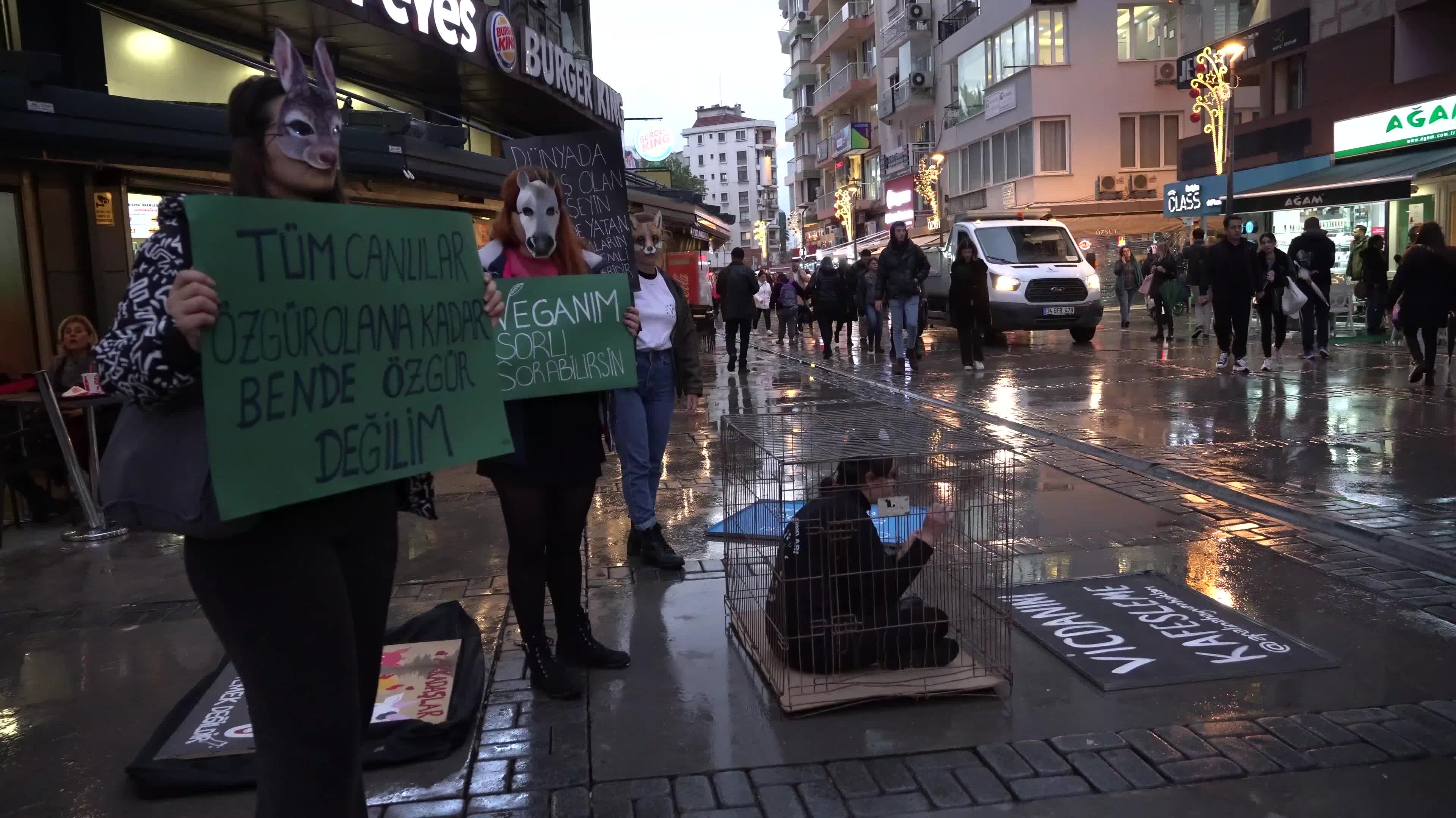 Vegan protest of animal slavery in Izmir, Turkey