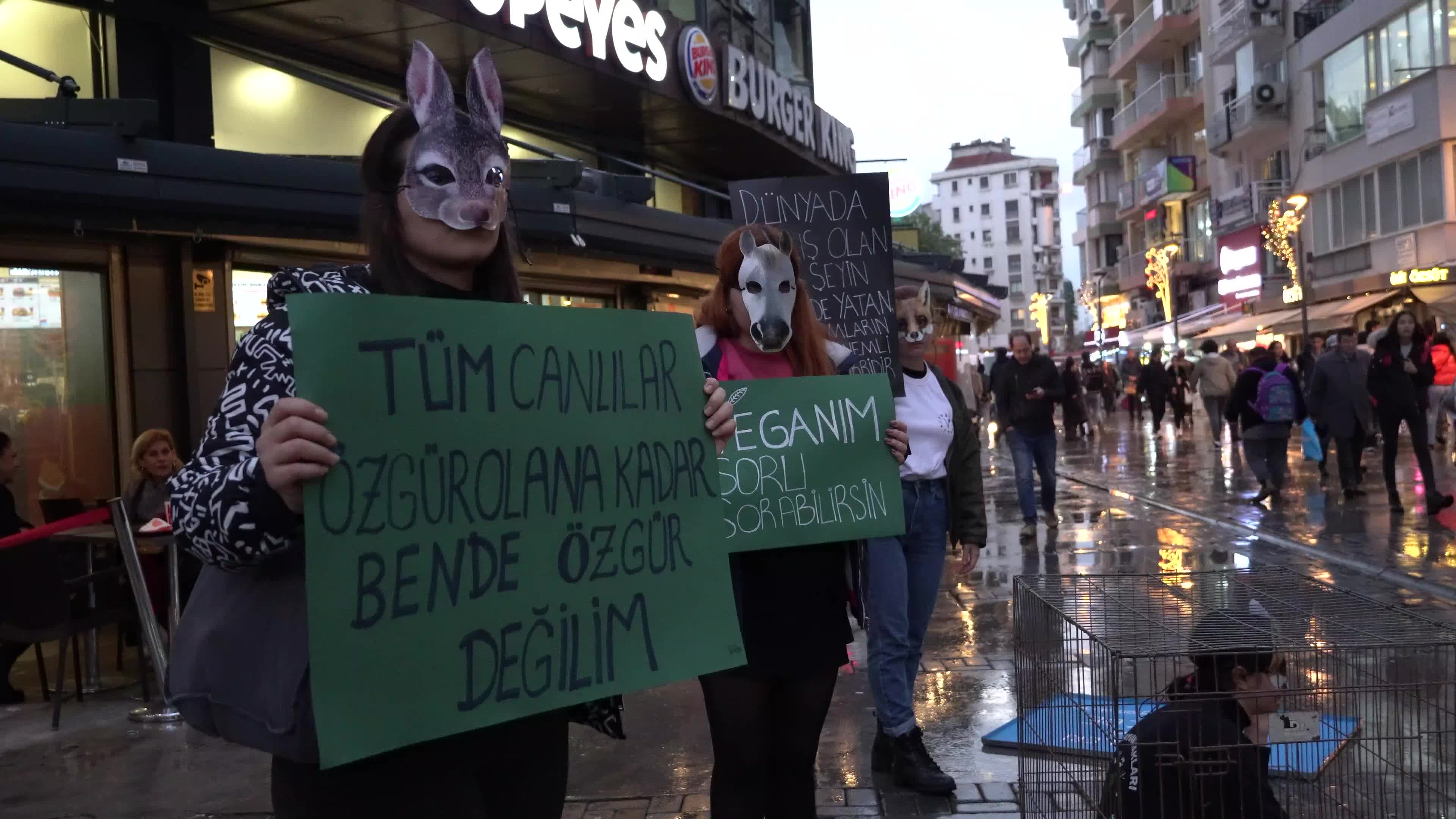 Vegan protest of animal slavery in Izmir, Turkey